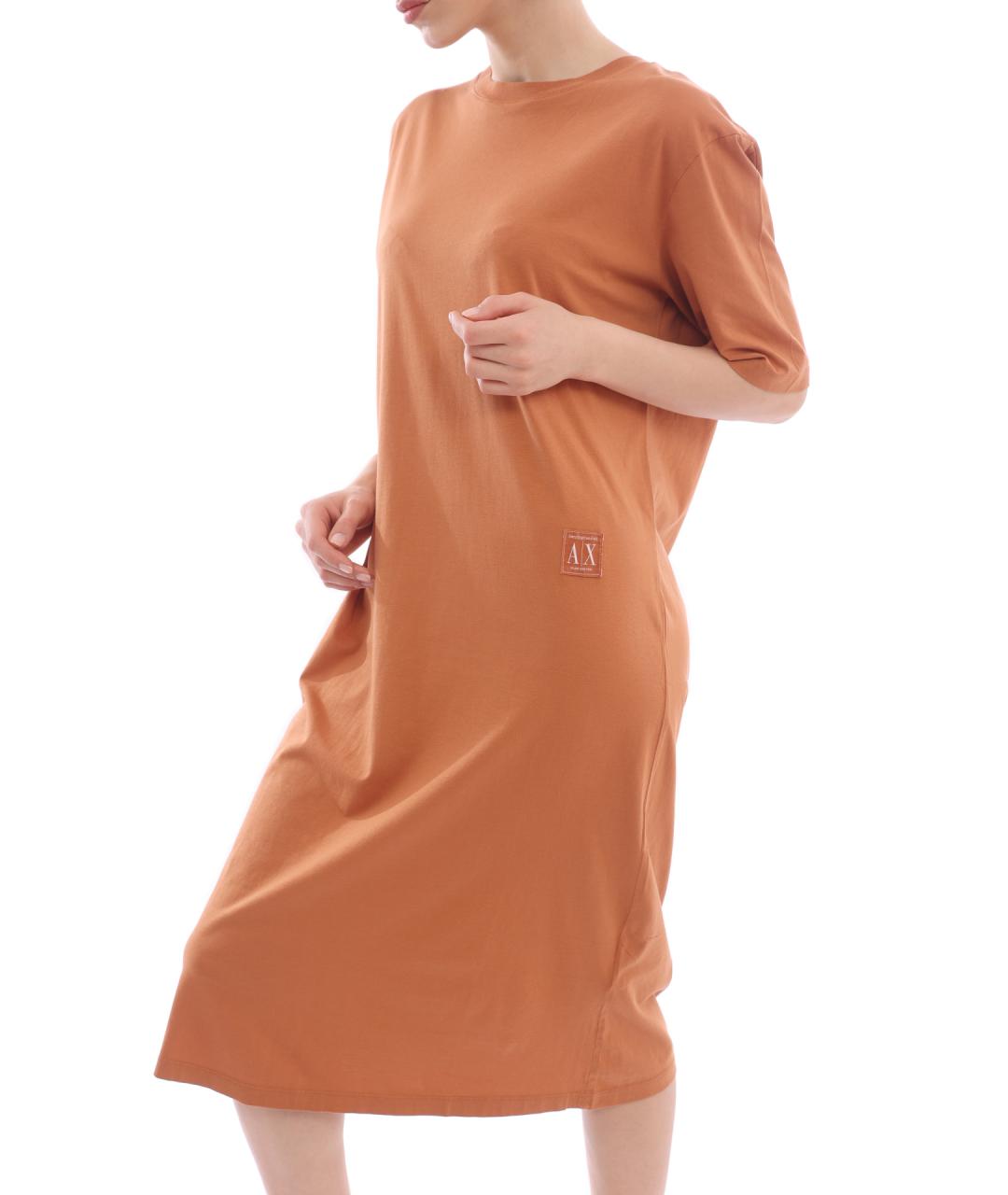ARMANI EXCHANGE Оранжевое хлопковое повседневное платье, фото 4