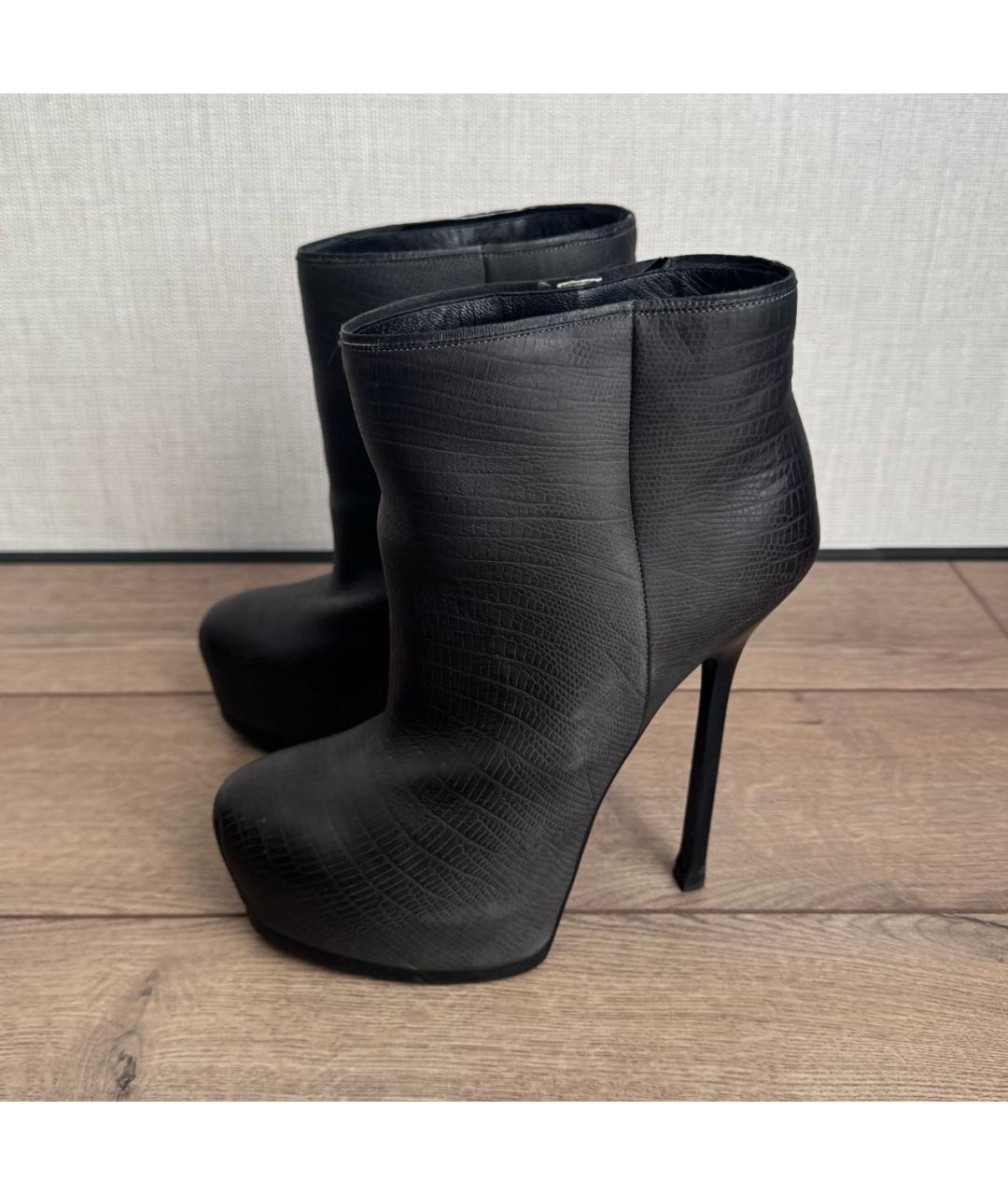 SAINT LAURENT Серые кожаные ботильоны, фото 8