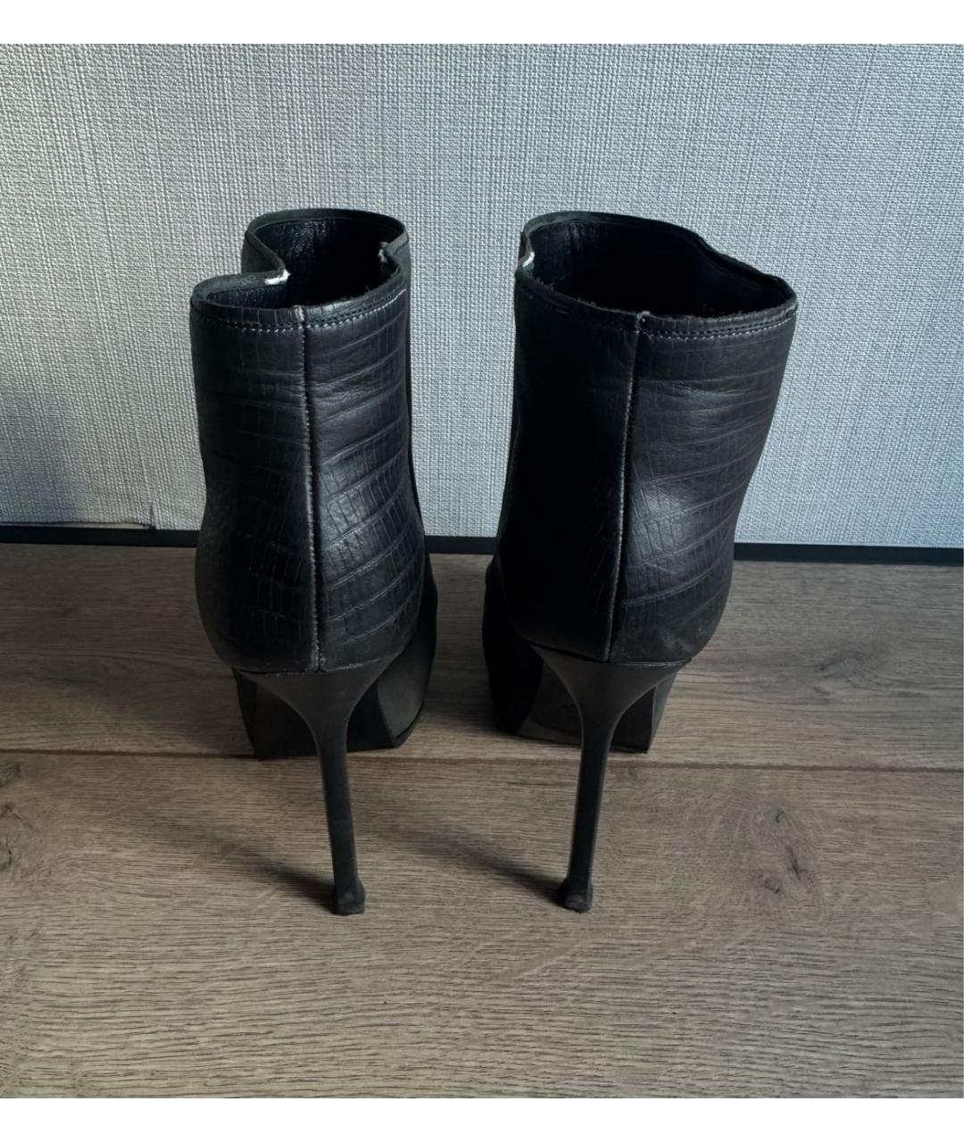 SAINT LAURENT Серые кожаные ботильоны, фото 4