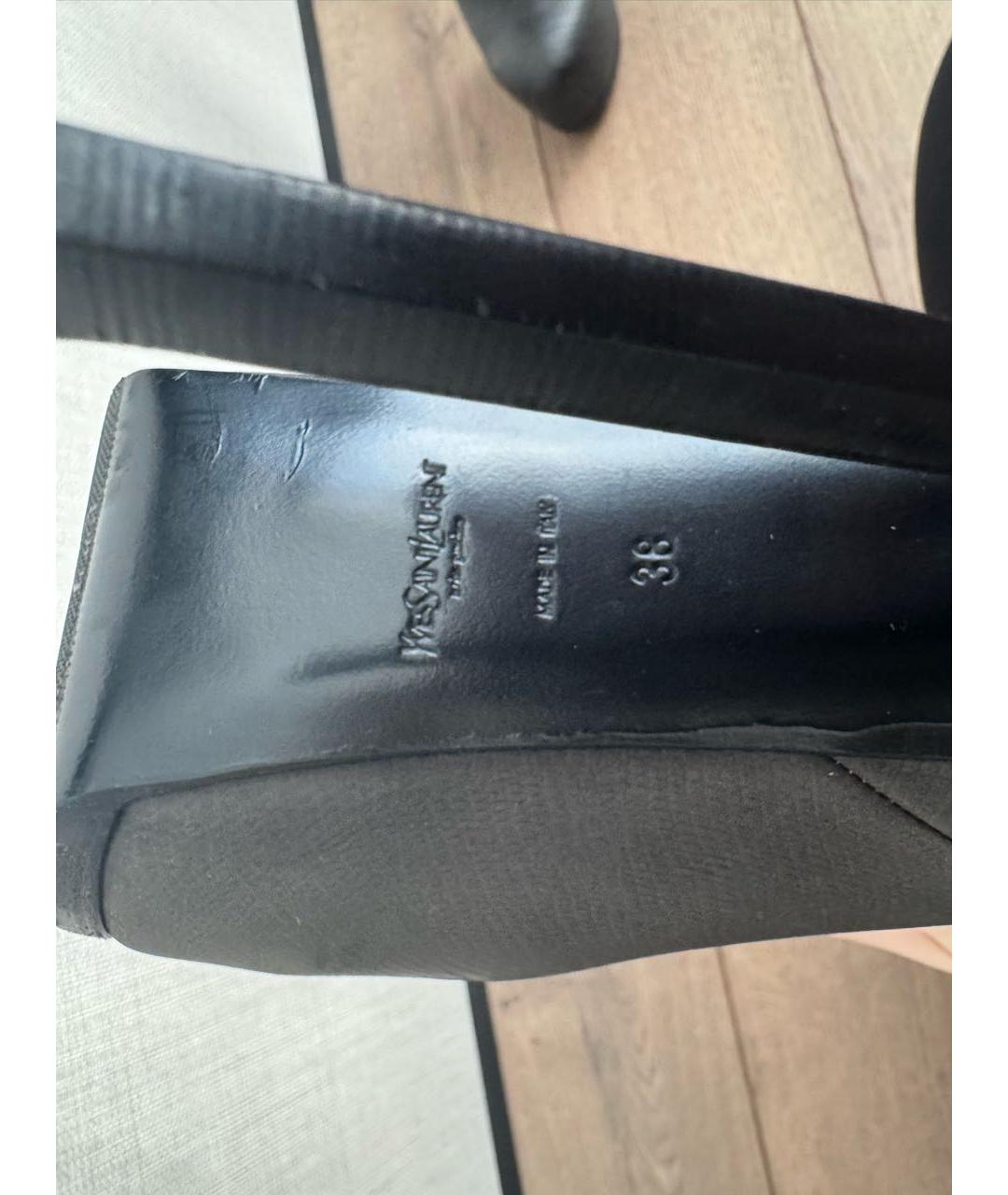 SAINT LAURENT Серые кожаные ботильоны, фото 5