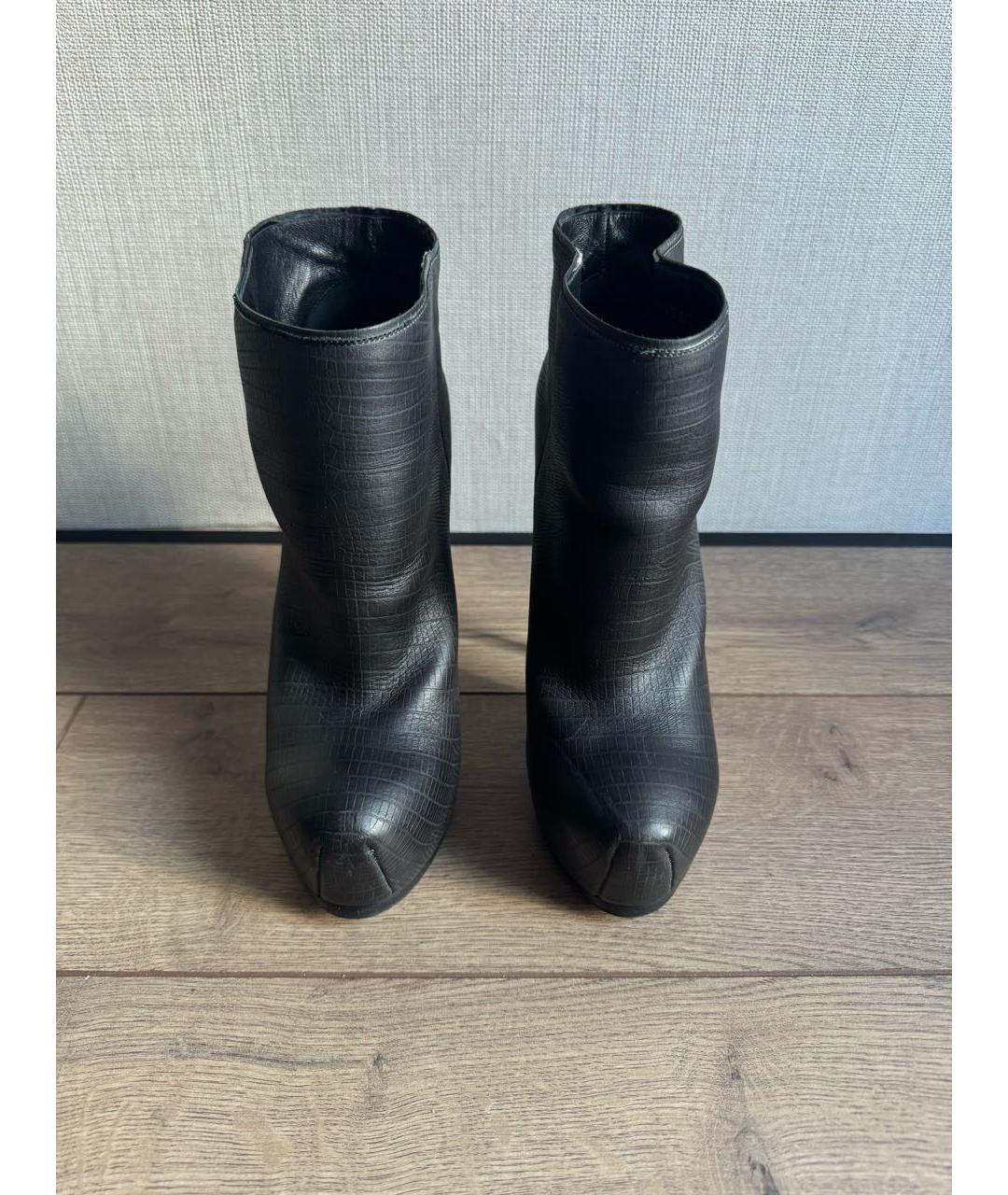 SAINT LAURENT Серые кожаные ботильоны, фото 2