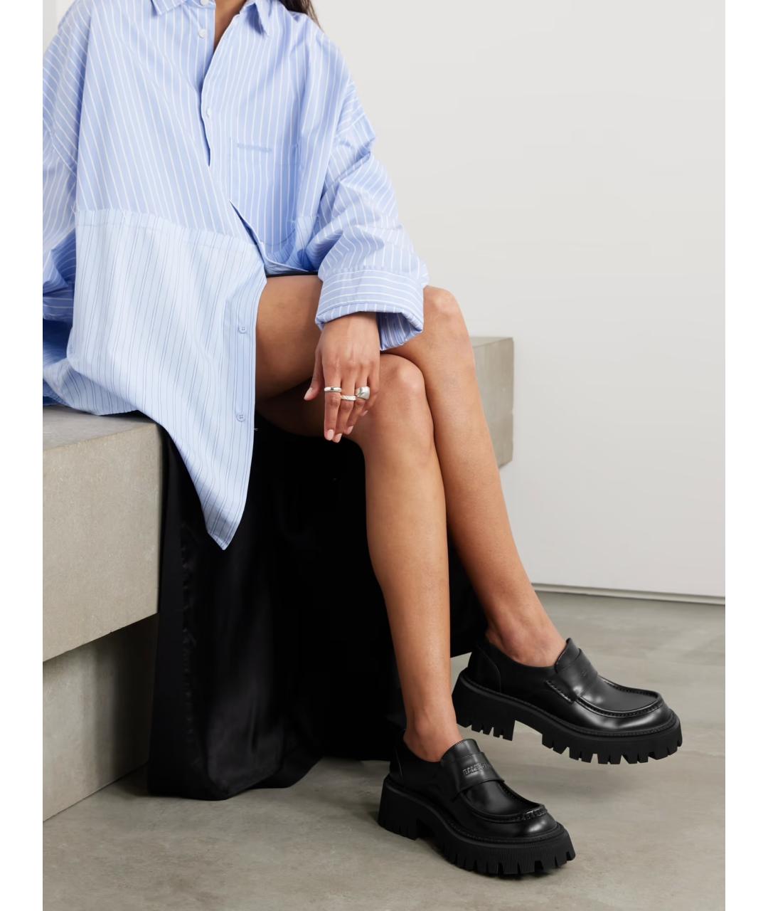 BALENCIAGA Черные кожаные лоферы, фото 2