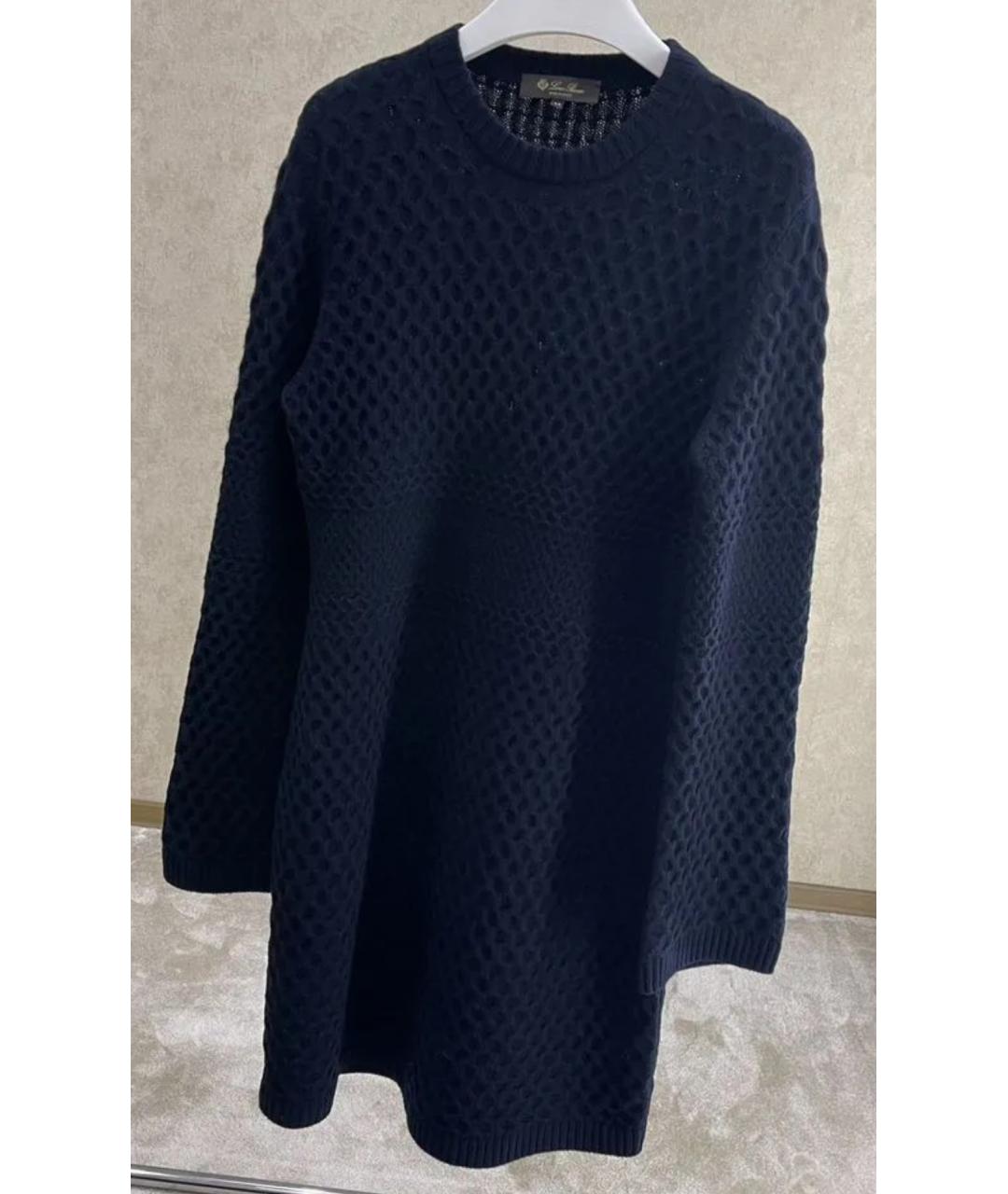 LORO PIANA Темно-синее кашемировое повседневное платье, фото 5