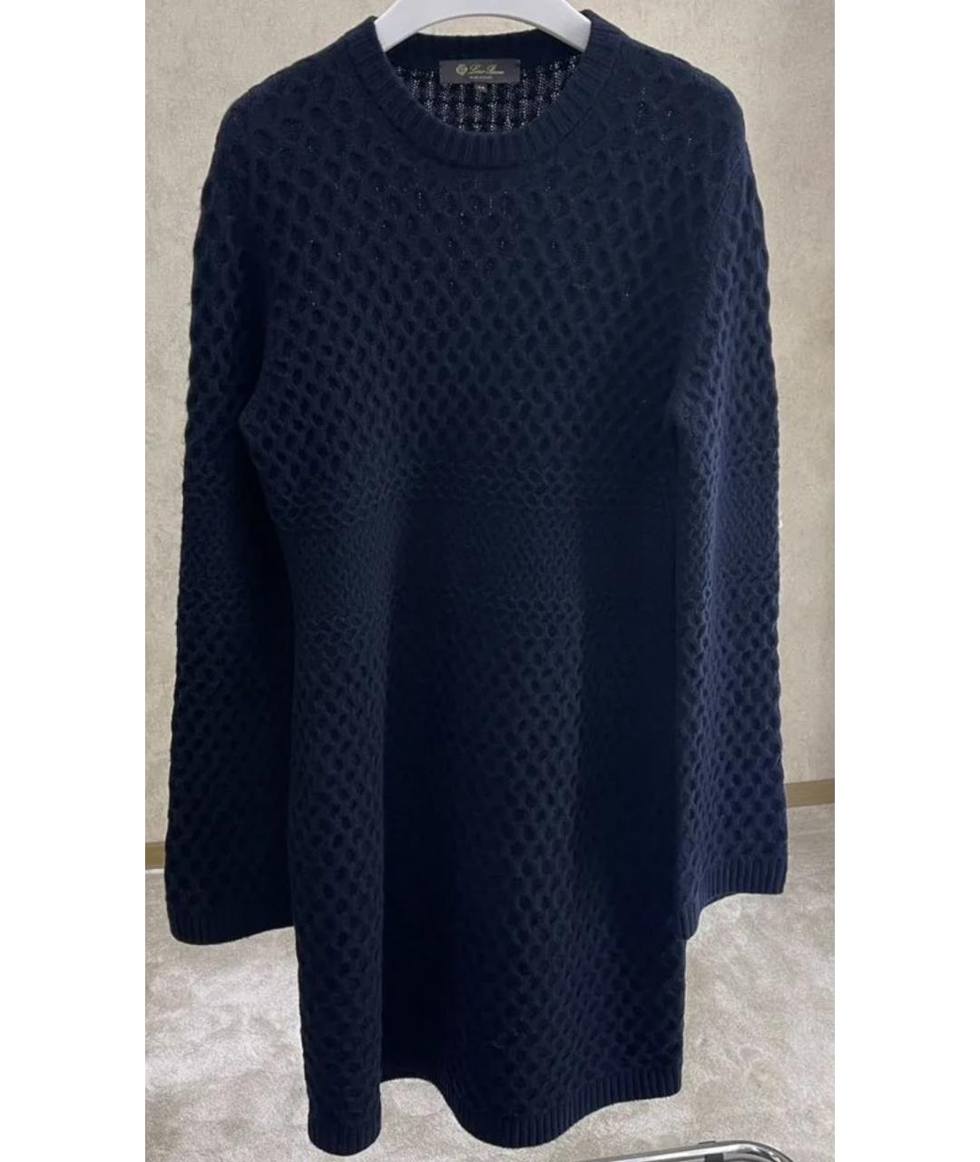 LORO PIANA Темно-синее кашемировое повседневное платье, фото 6