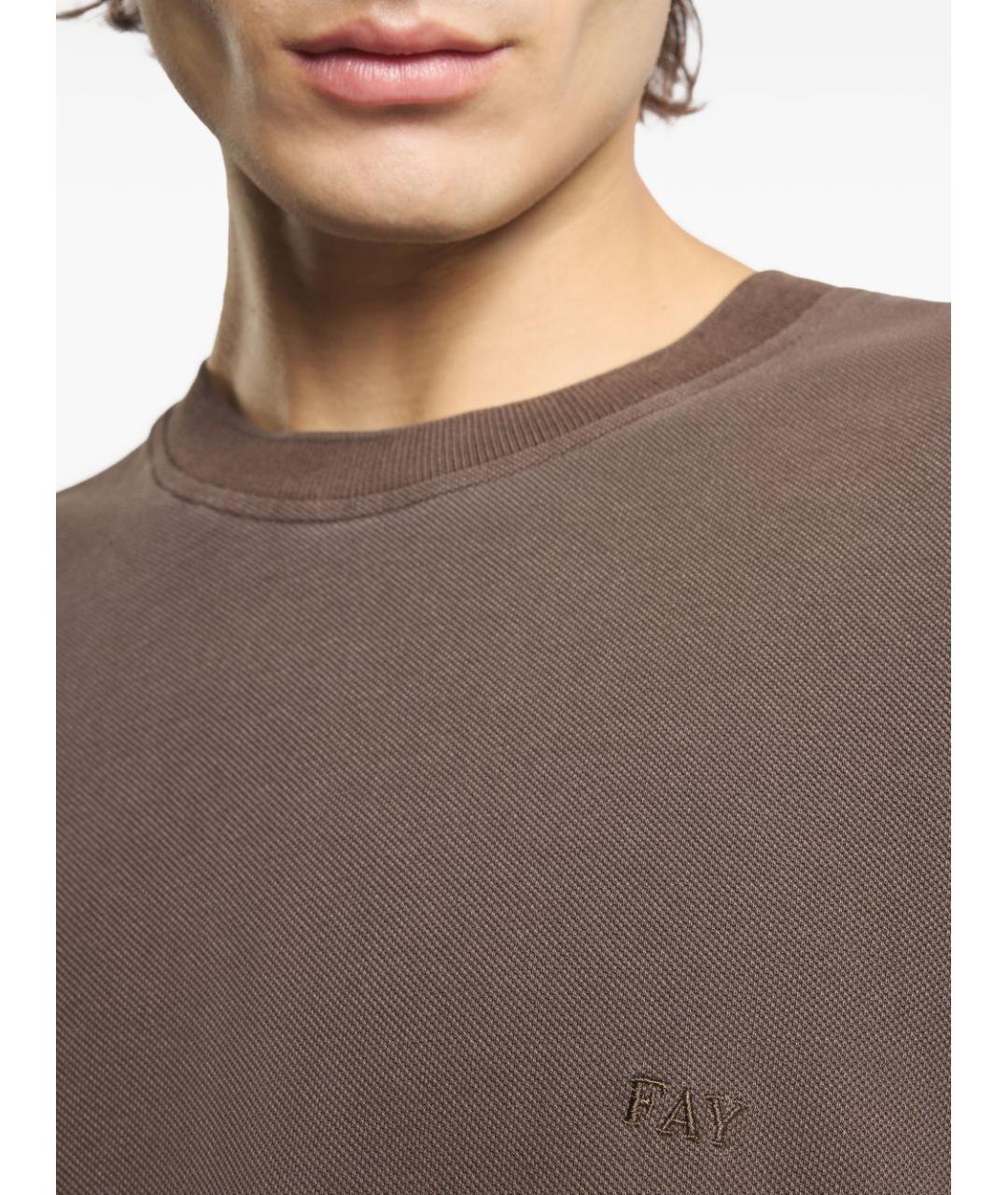 FAY Коричневая хлопковая футболка, фото 2