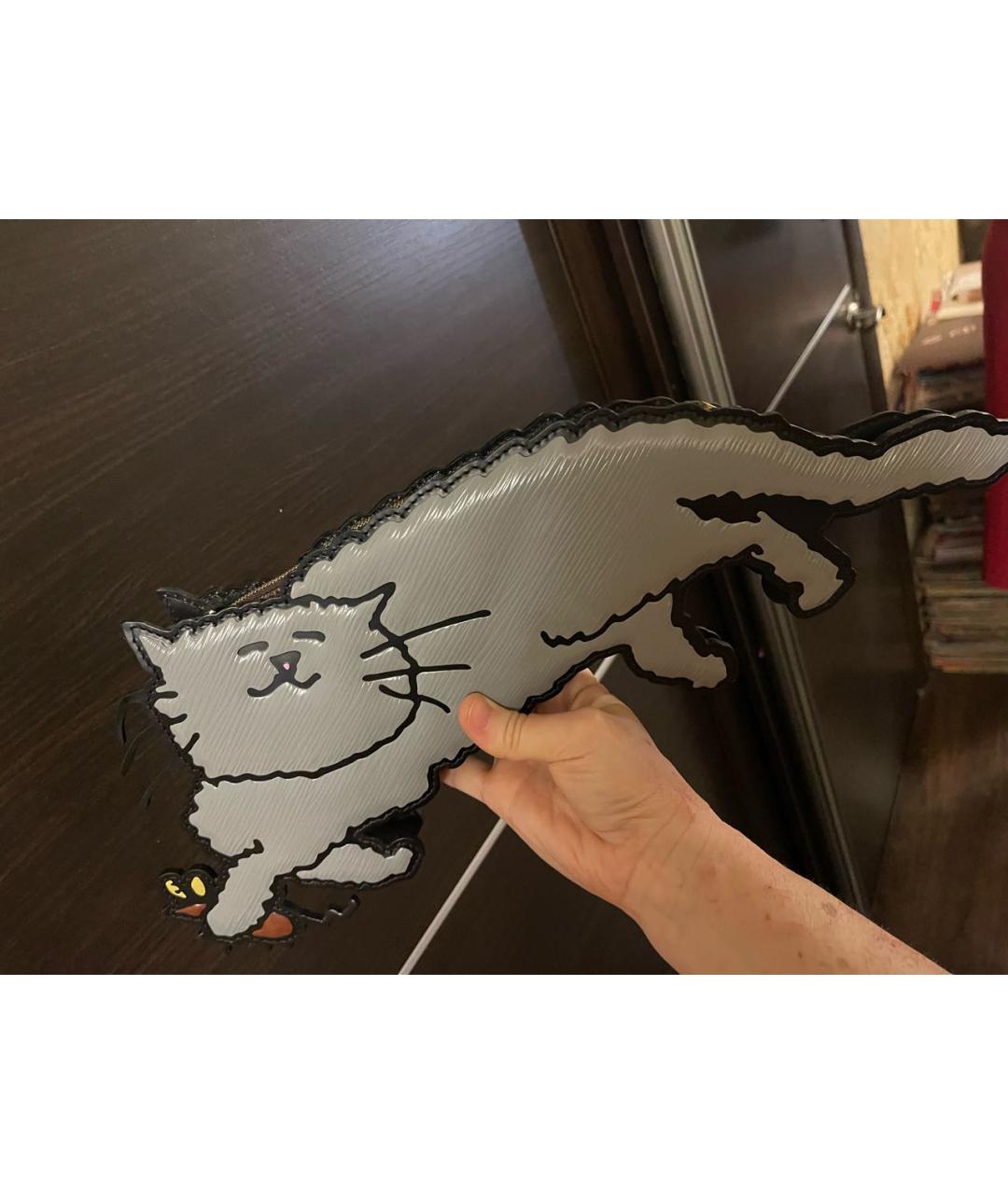 LOUIS VUITTON Серая кожаная сумка с короткими ручками, фото 5