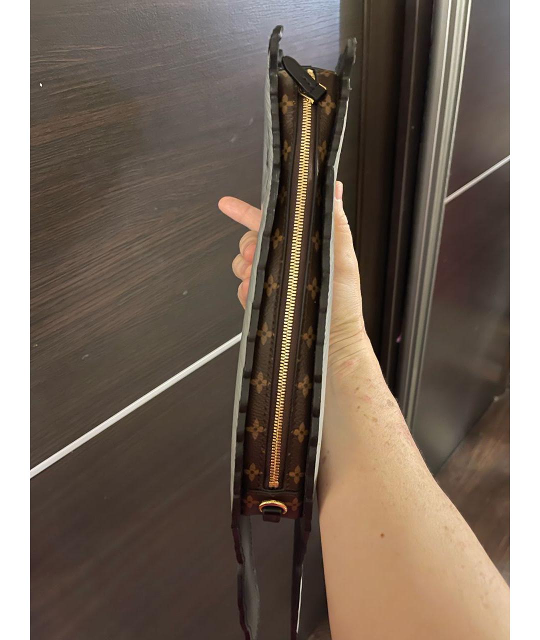 LOUIS VUITTON Серая кожаная сумка с короткими ручками, фото 3