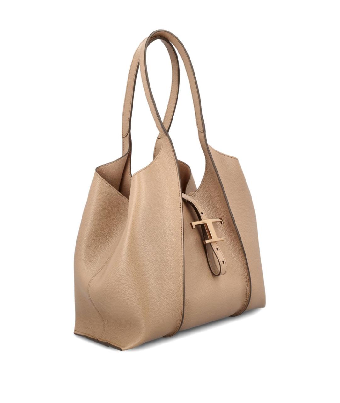 TOD'S Бежевая кожаная сумка тоут, фото 3