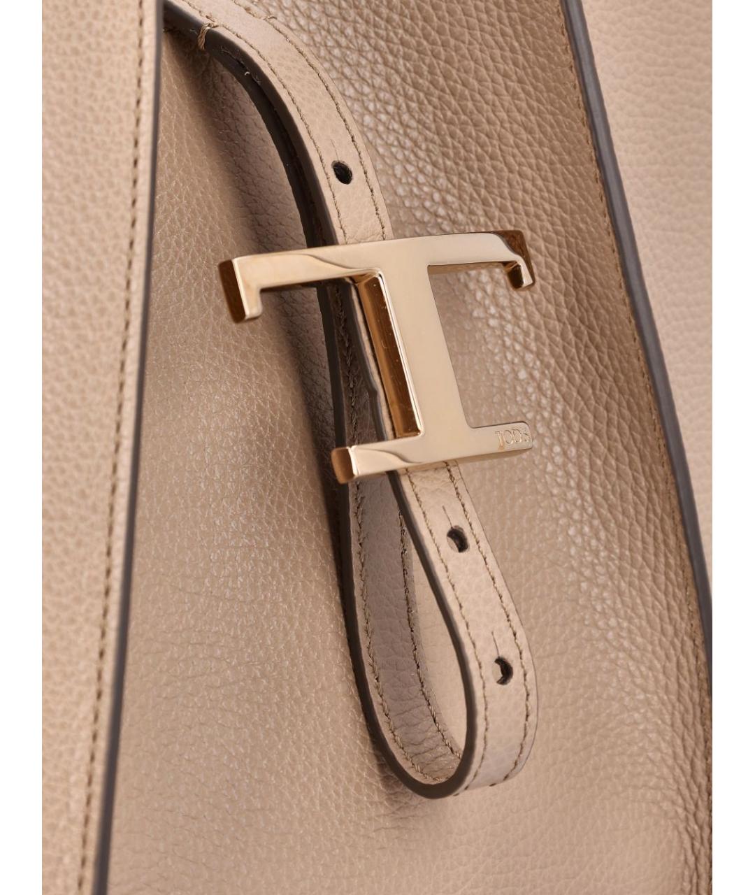 TOD'S Бежевая кожаная сумка тоут, фото 2