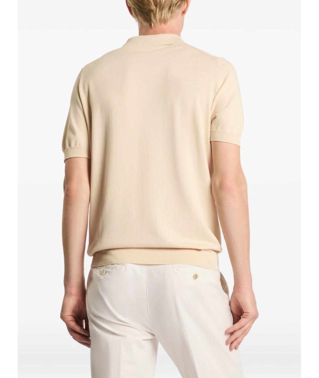 FAY Бежевое хлопковое поло с коротким рукавом, фото 2