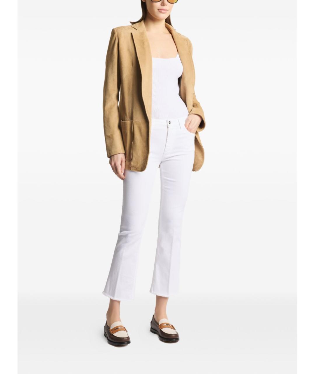 FAY Белые хлопковые прямые джинсы, фото 4