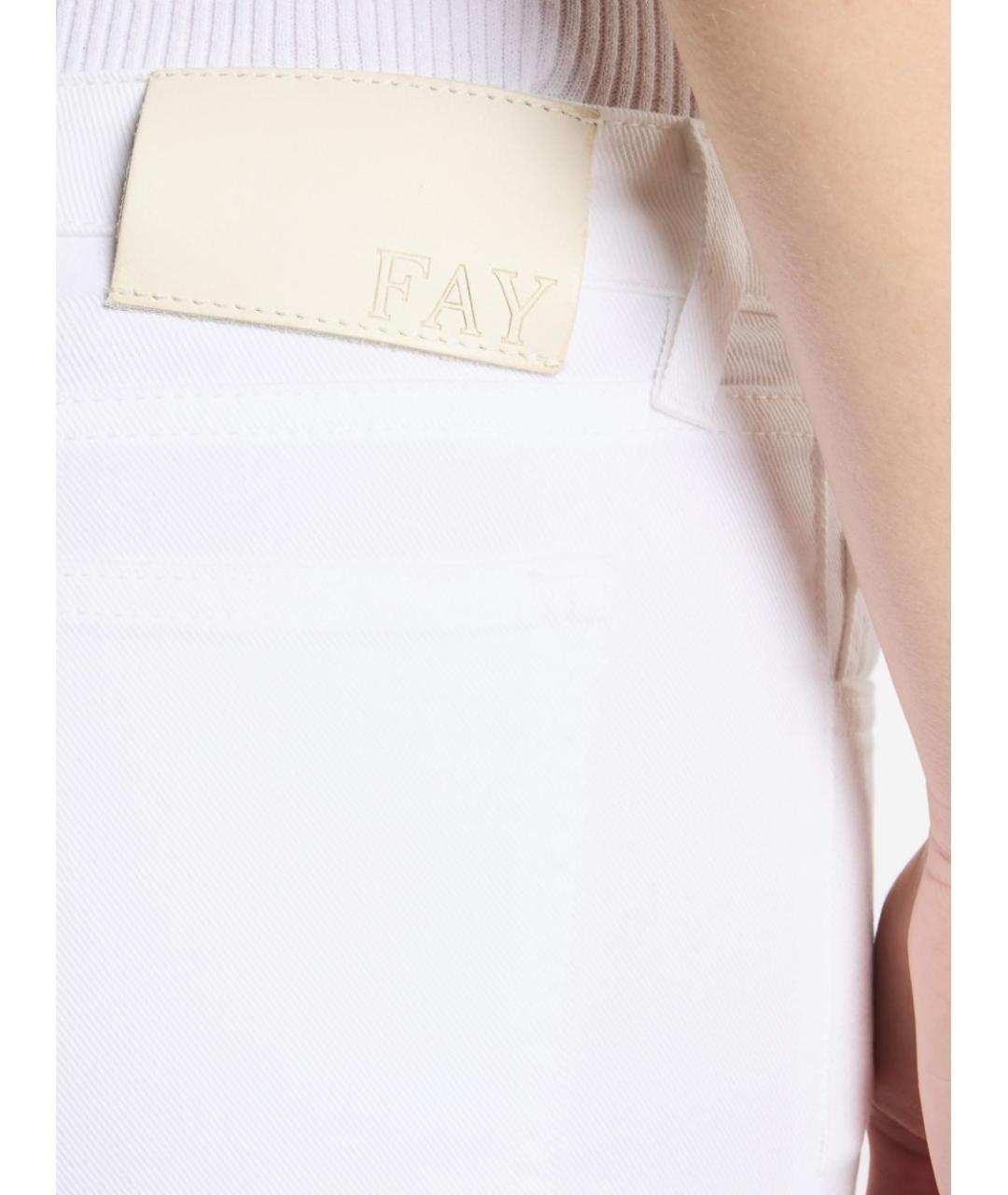 FAY Белые хлопковые прямые джинсы, фото 2