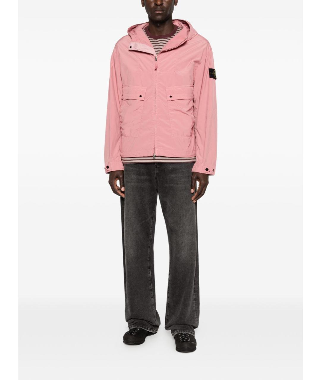 STONE ISLAND Розовая полиэстеровая куртка, фото 3