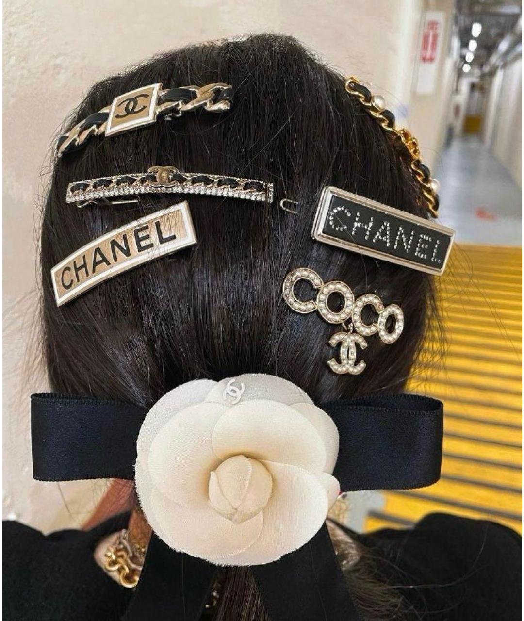 CHANEL Черная заколка, фото 6