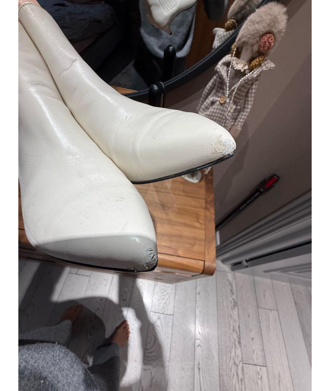 CELINE Белые кожаные ботильоны, фото 8