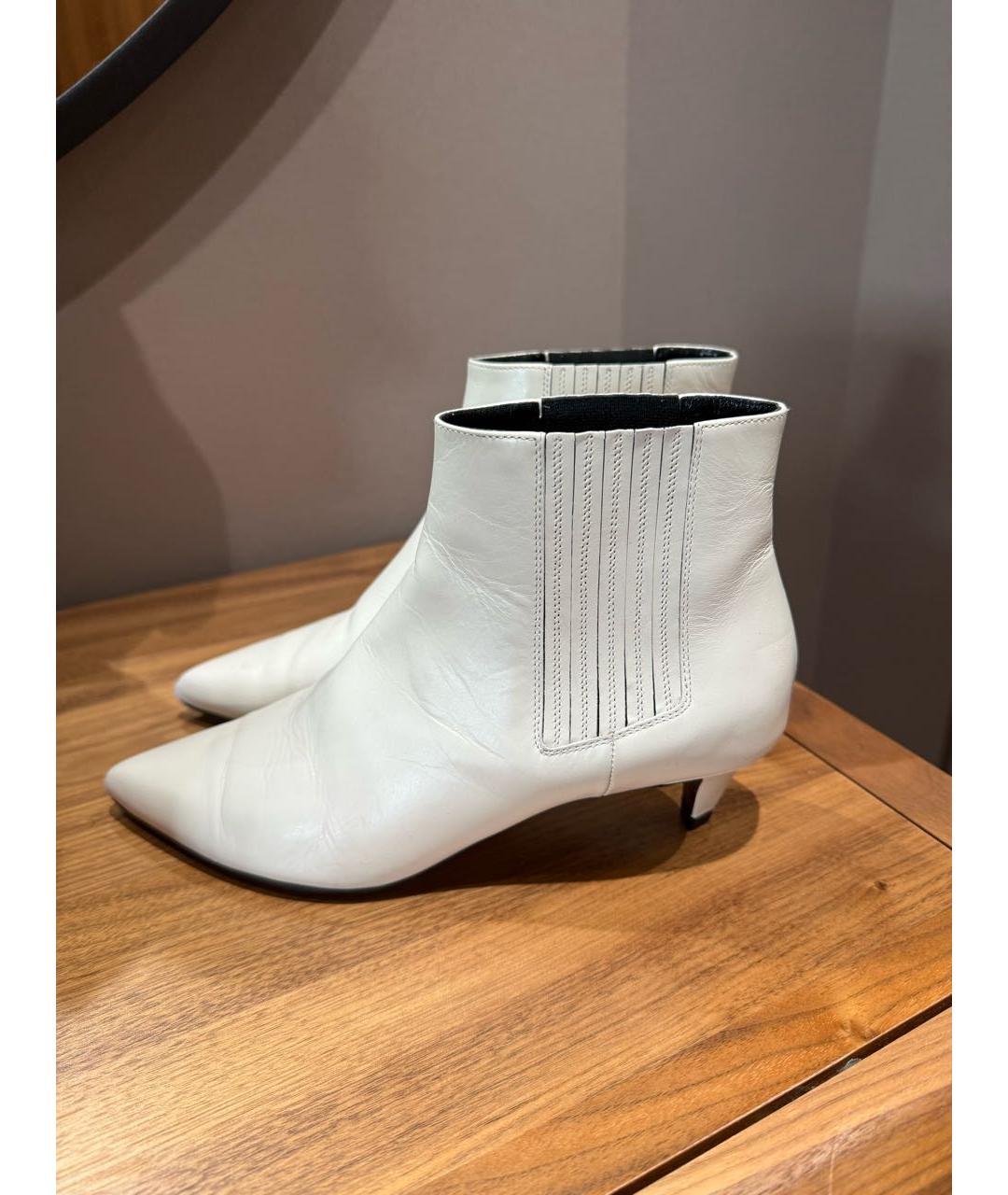 CELINE Белые кожаные ботильоны, фото 6