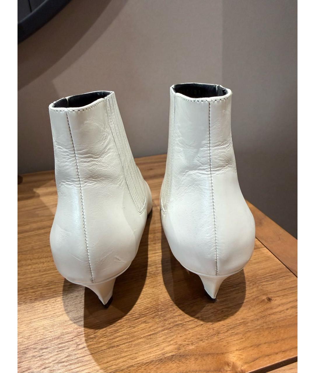 CELINE Белые кожаные ботильоны, фото 4