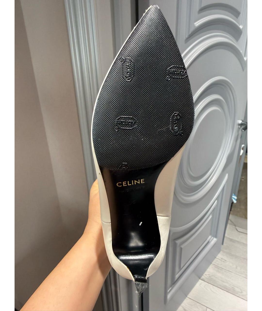 CELINE Белые кожаные ботильоны, фото 5