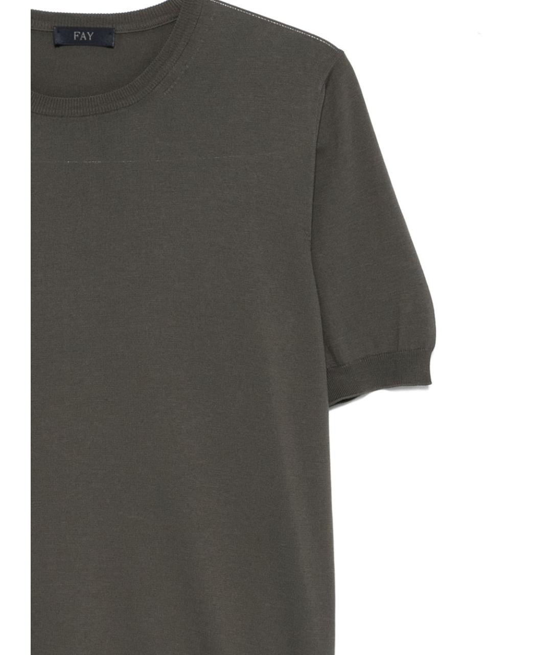 FAY Бежевая хлопковая футболка, фото 3