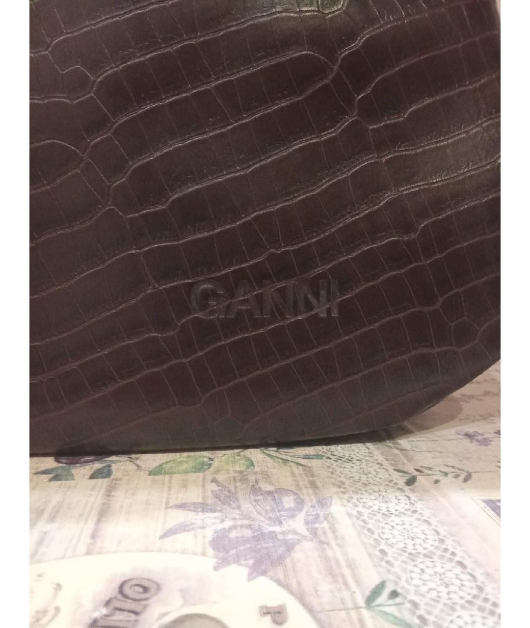 GANNI Бордовая сумка с короткими ручками, фото 6