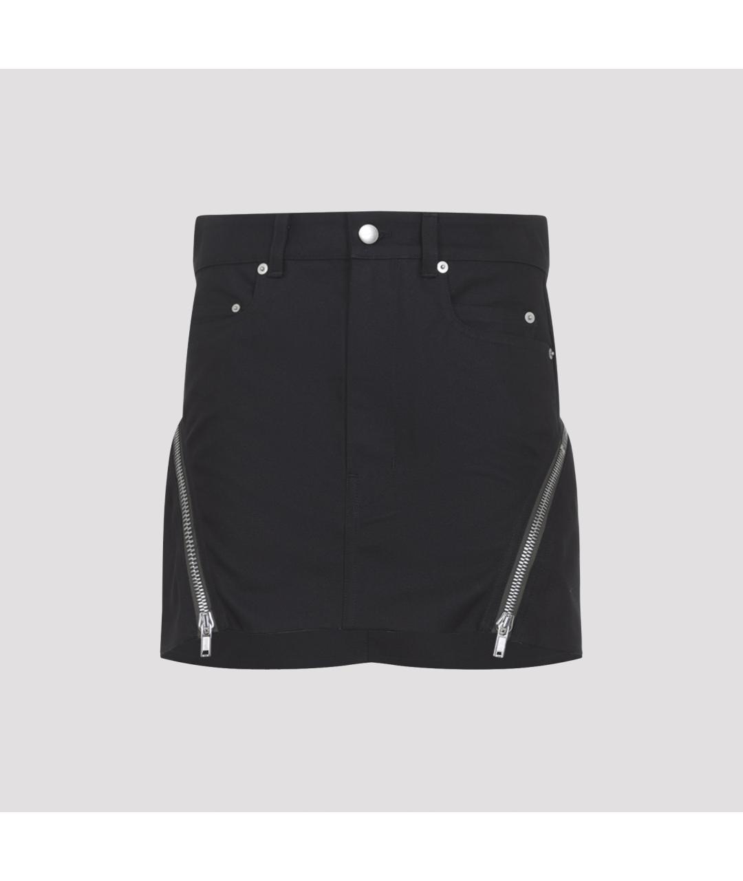 RICK OWENS Черная хлопковая юбка мини, фото 4