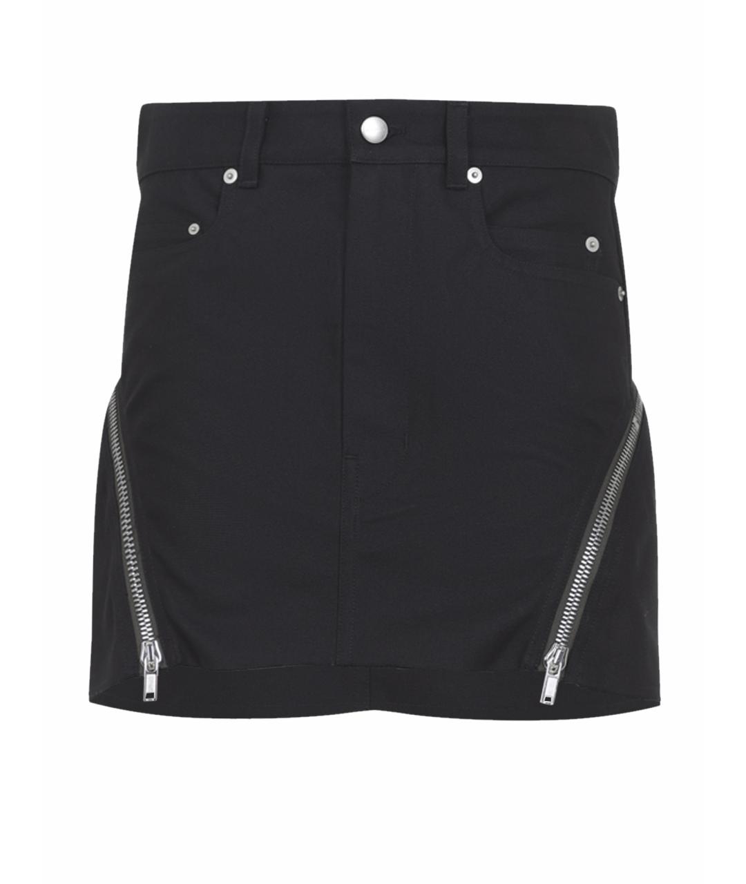 RICK OWENS Черная хлопковая юбка мини, фото 1