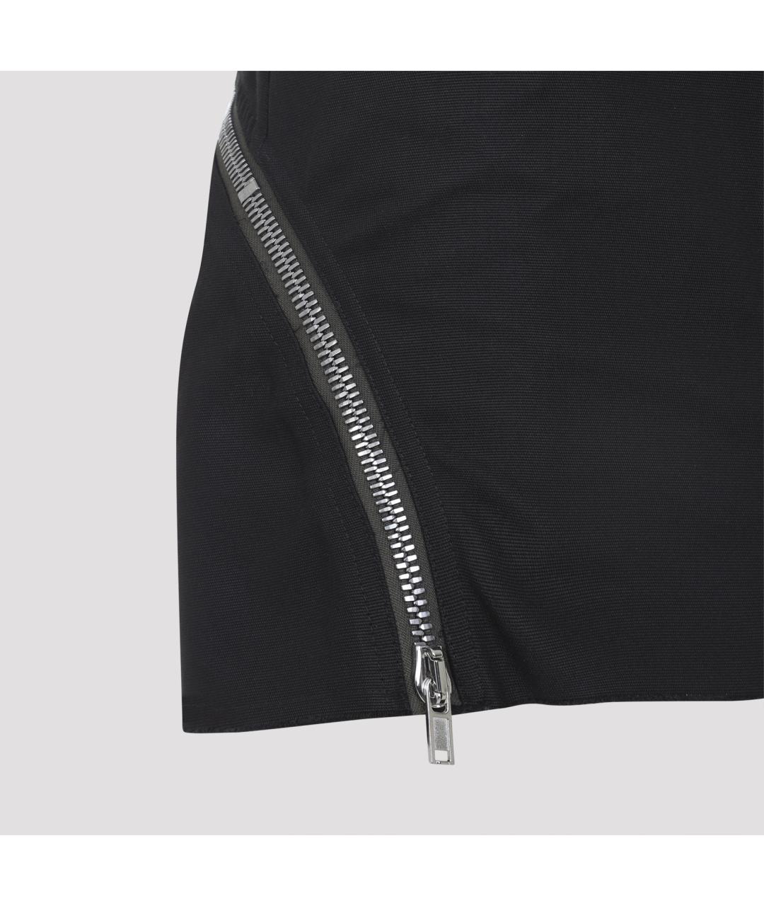 RICK OWENS Черная хлопковая юбка мини, фото 3