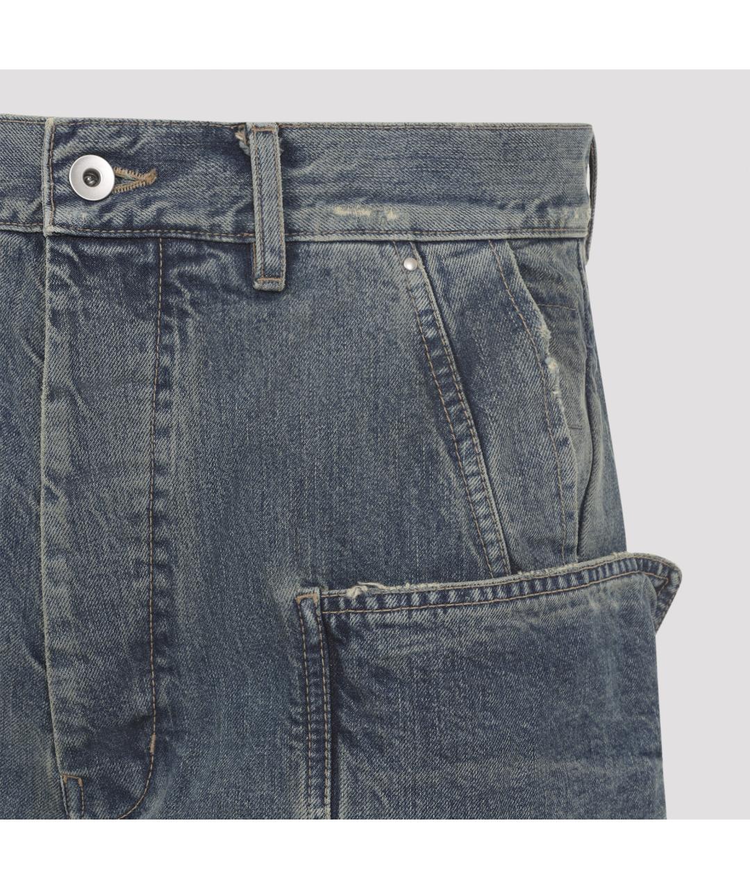 RICK OWENS DRKSHDW Синие хлопковые прямые джинсы, фото 3