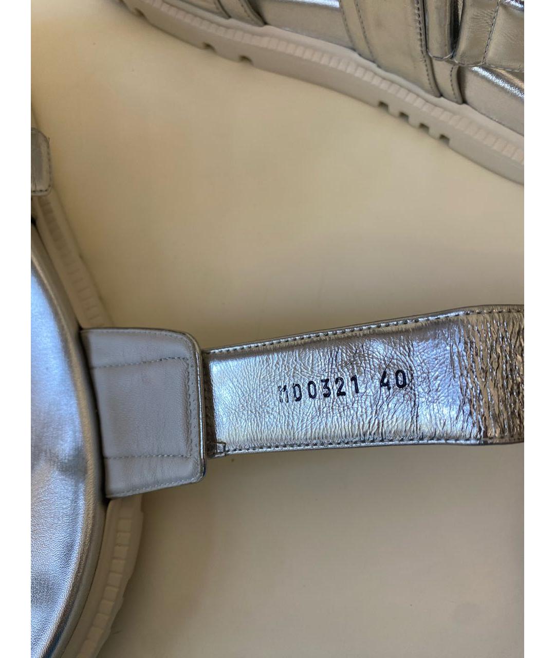 CHRISTIAN DIOR Серебряные кожаные босоножки, фото 5