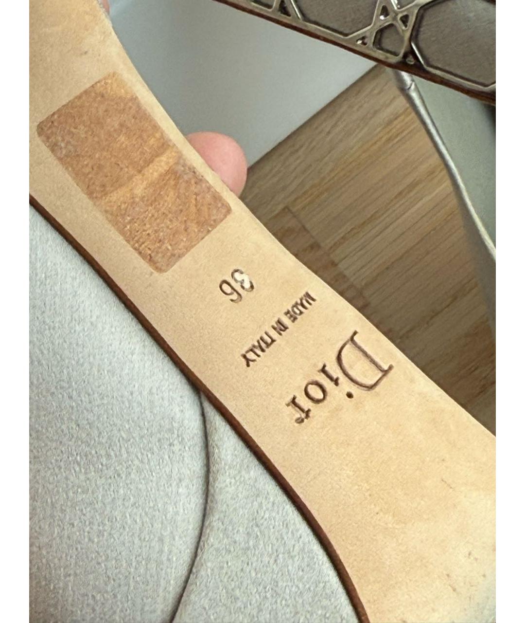CHRISTIAN DIOR Бежевые текстильные туфли, фото 6