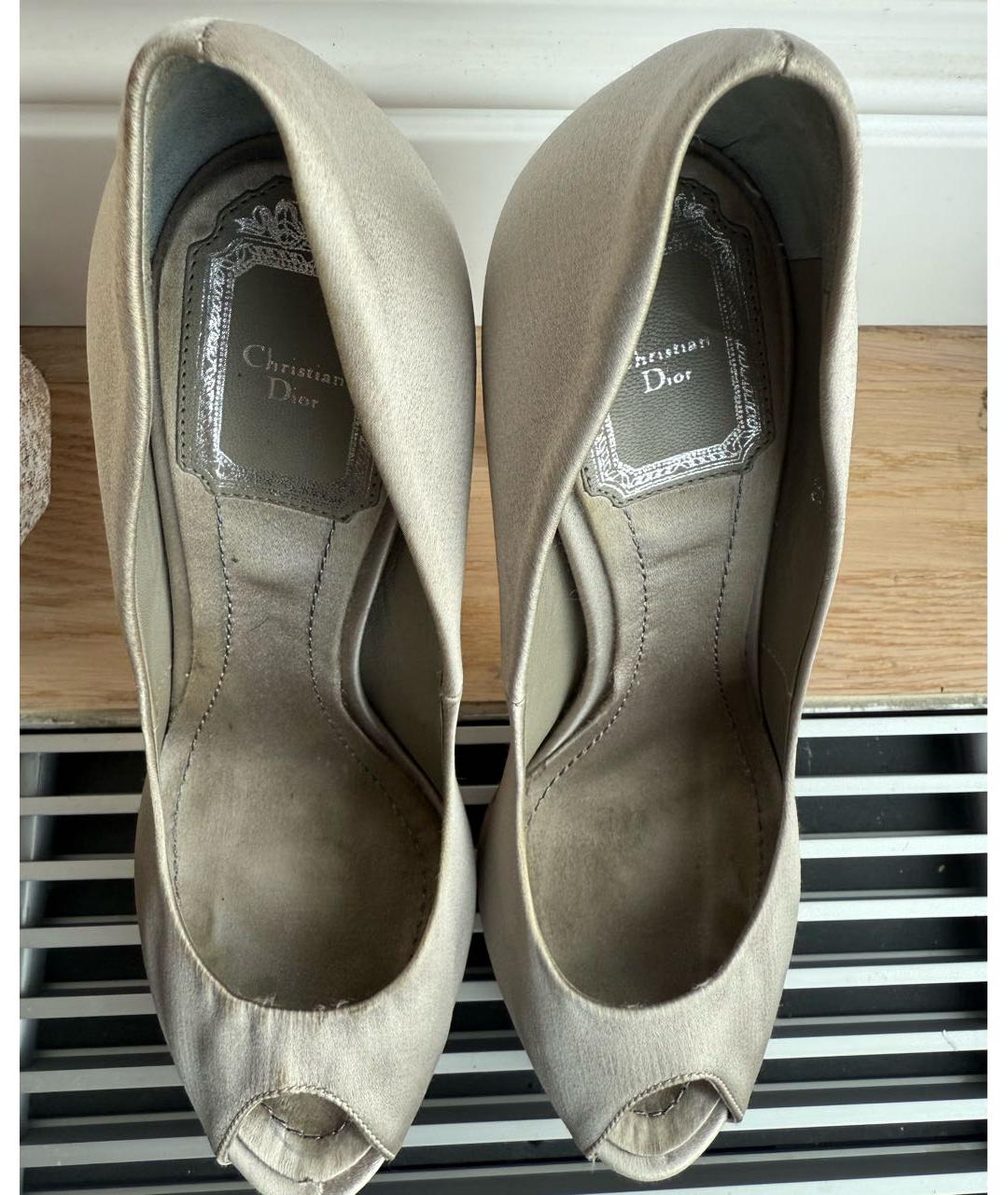 CHRISTIAN DIOR Бежевые текстильные туфли, фото 3