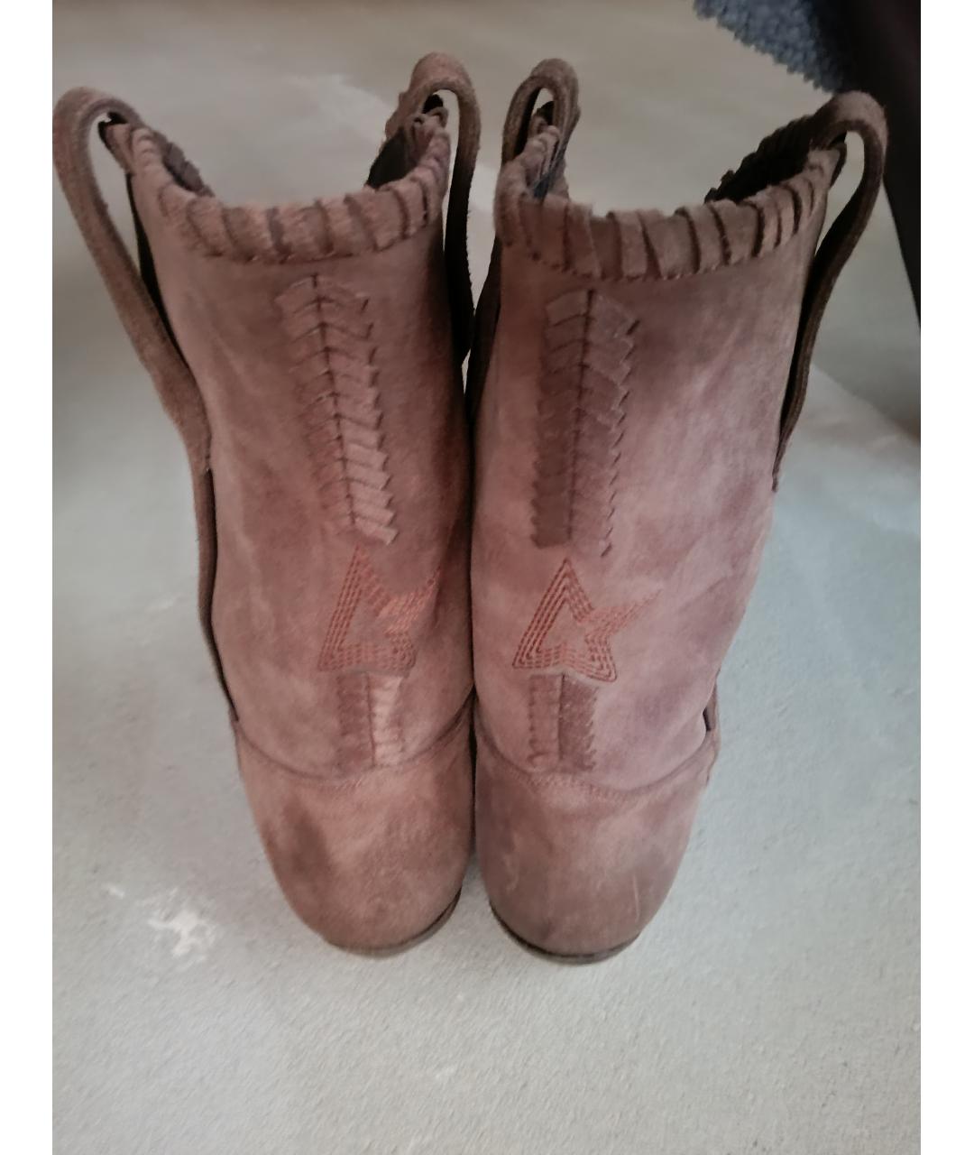 GOLDEN GOOSE DELUXE BRAND Коричневые замшевые полусапоги, фото 4