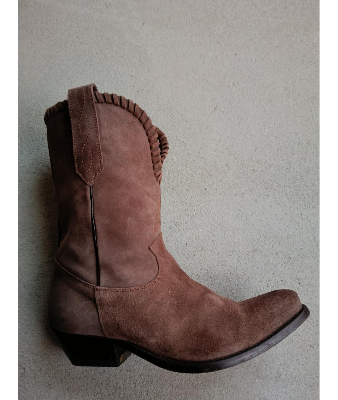 GOLDEN GOOSE DELUXE BRAND Коричневые замшевые полусапоги, фото 7