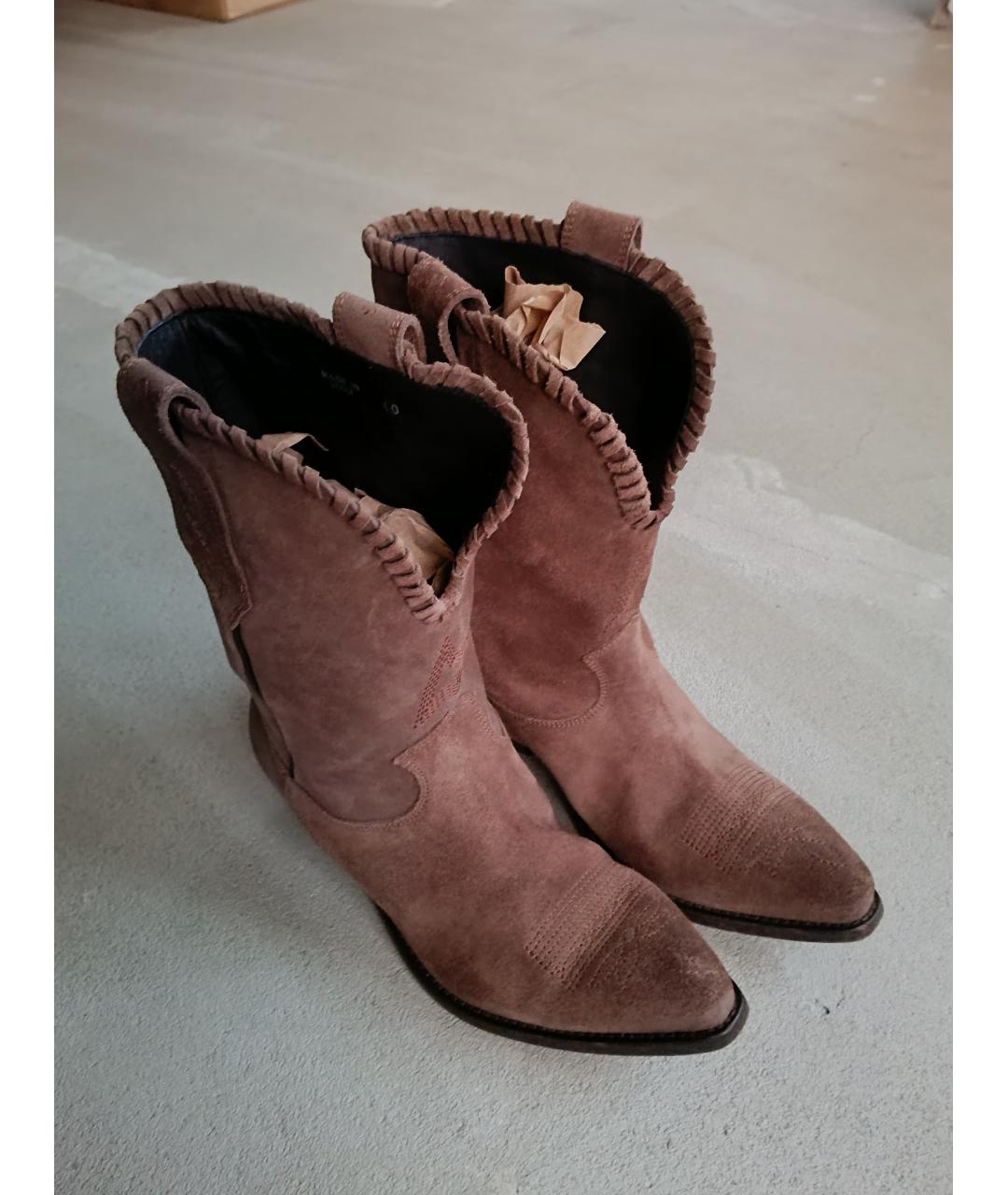 GOLDEN GOOSE DELUXE BRAND Коричневые замшевые полусапоги, фото 6