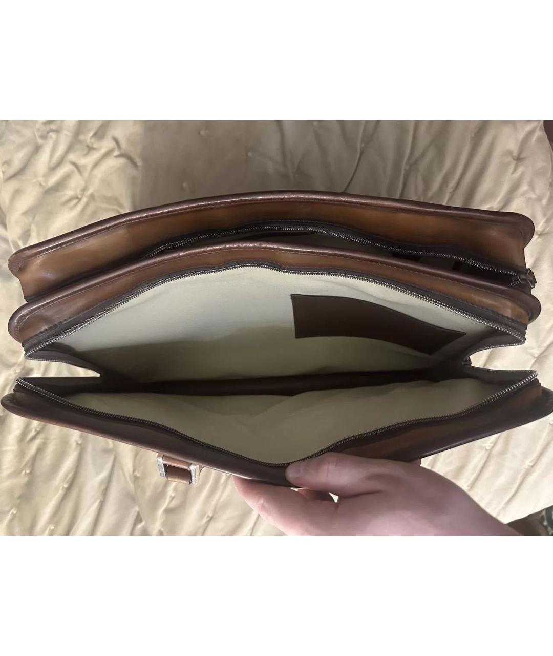 BERLUTI Коричневый кожаный портфель, фото 6