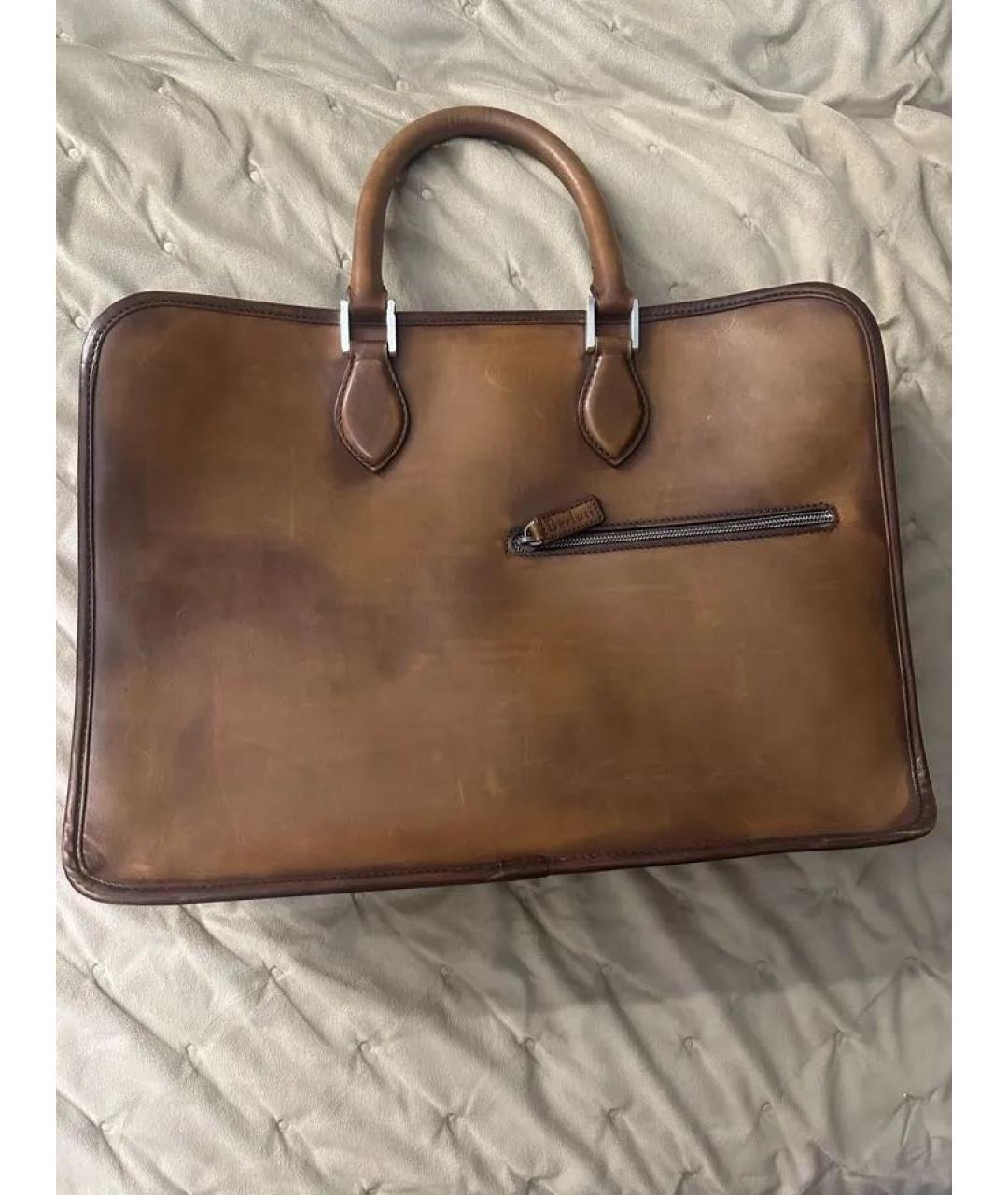 BERLUTI Коричневый кожаный портфель, фото 9