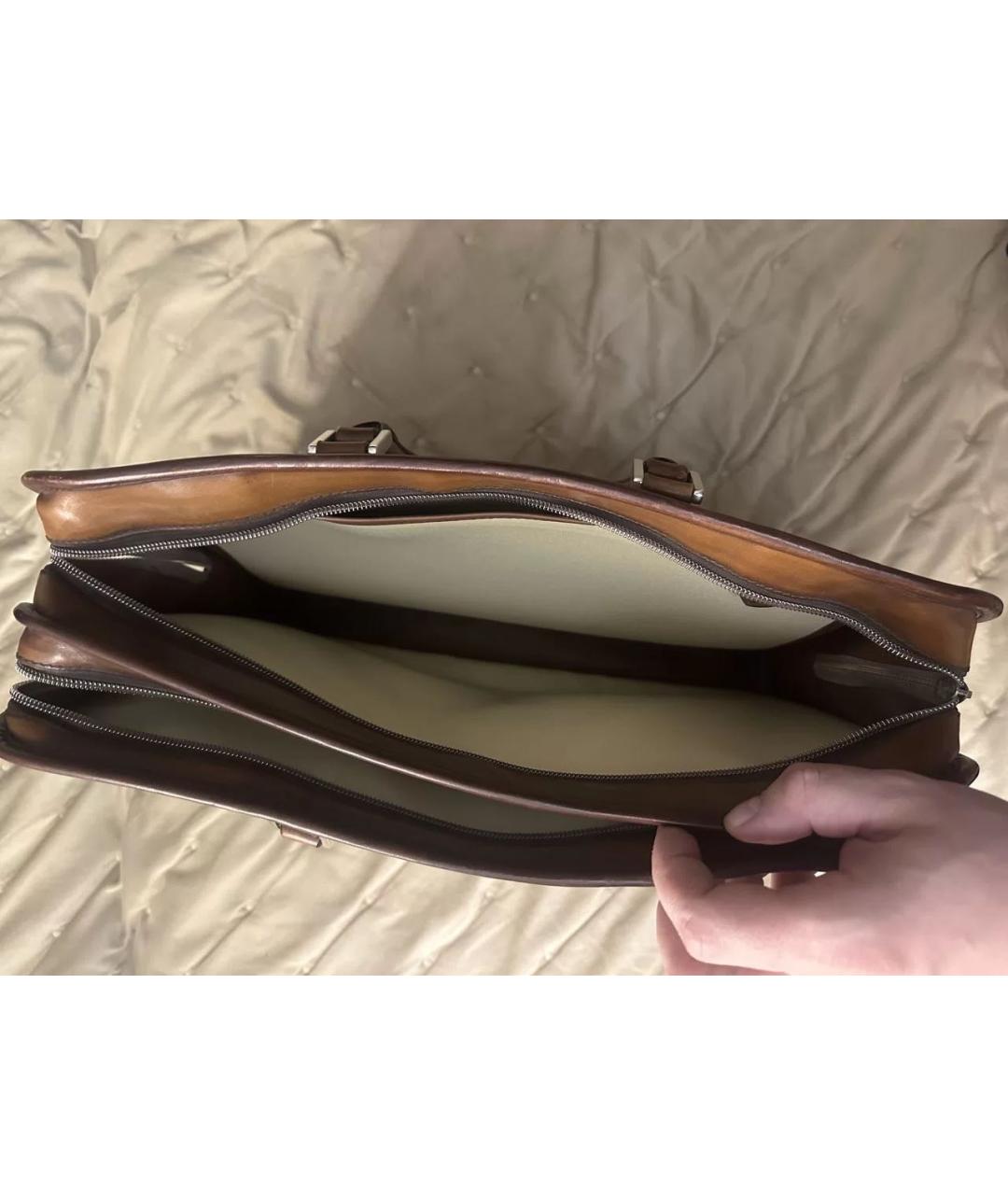 BERLUTI Коричневый кожаный портфель, фото 7