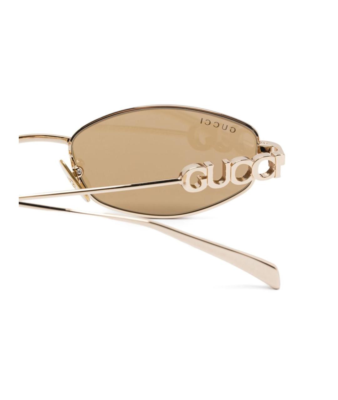 GUCCI Золотые металлические солнцезащитные очки, фото 2