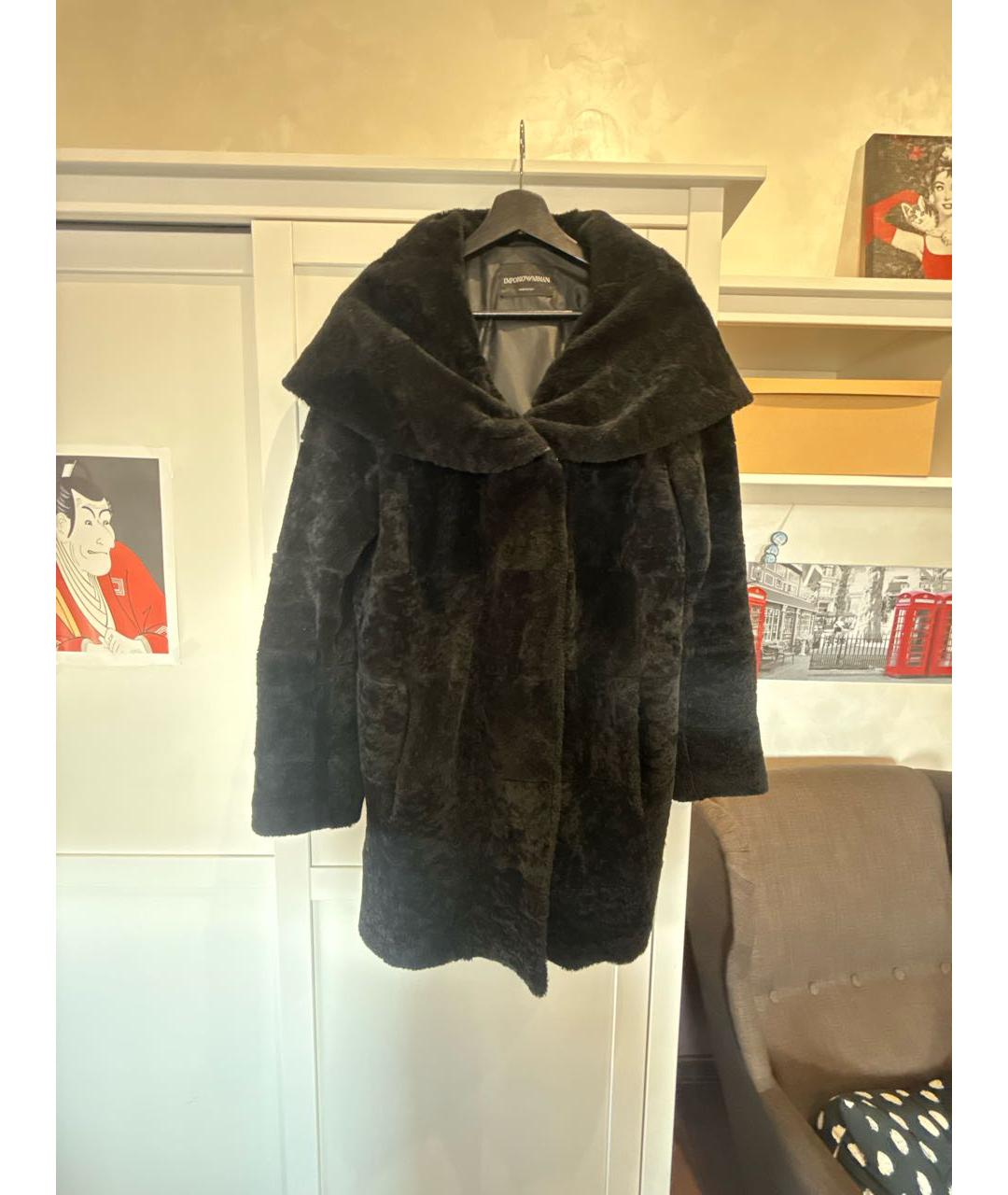 EMPORIO ARMANI Черная меховая шуба, фото 9