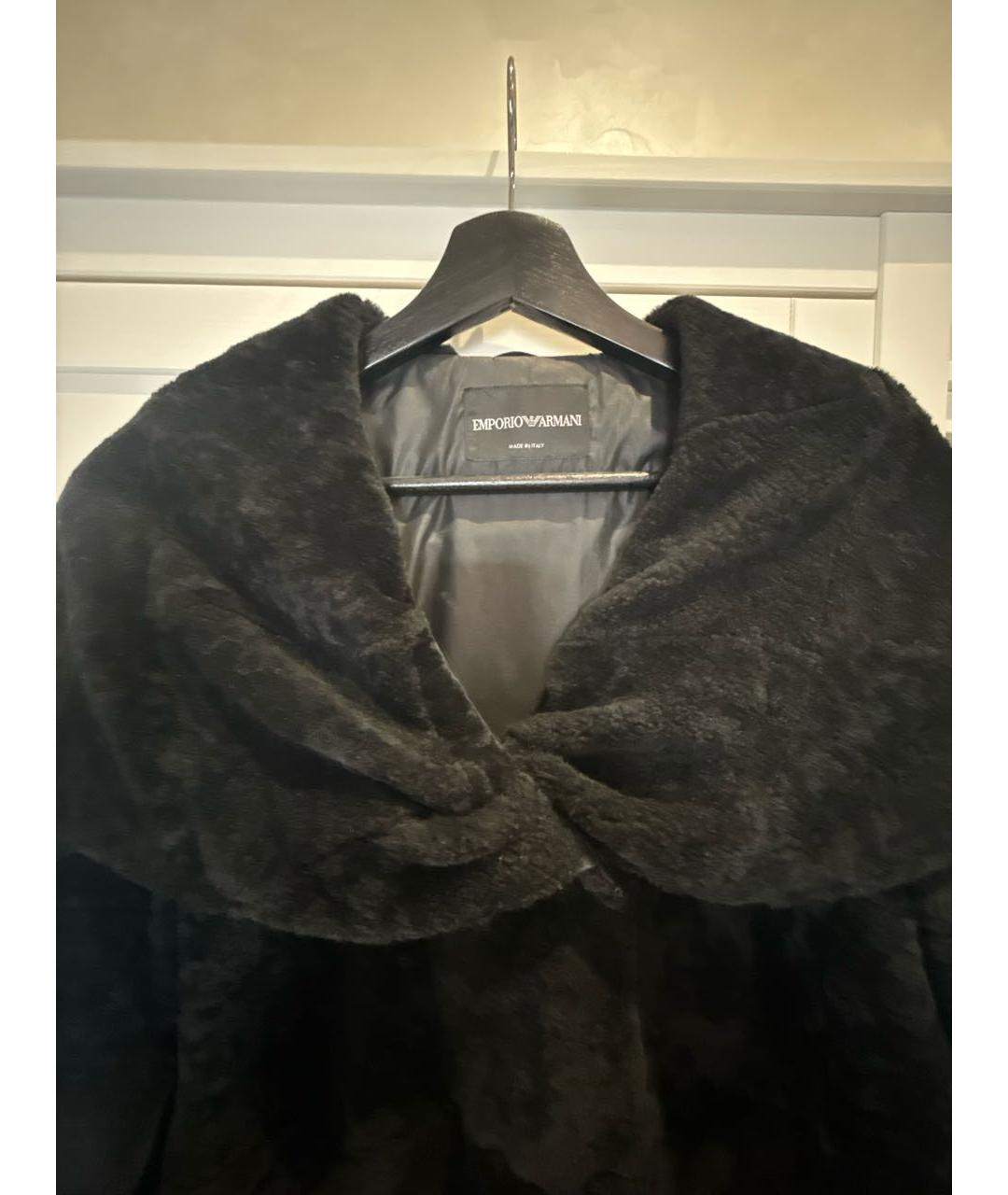 EMPORIO ARMANI Черная меховая шуба, фото 3