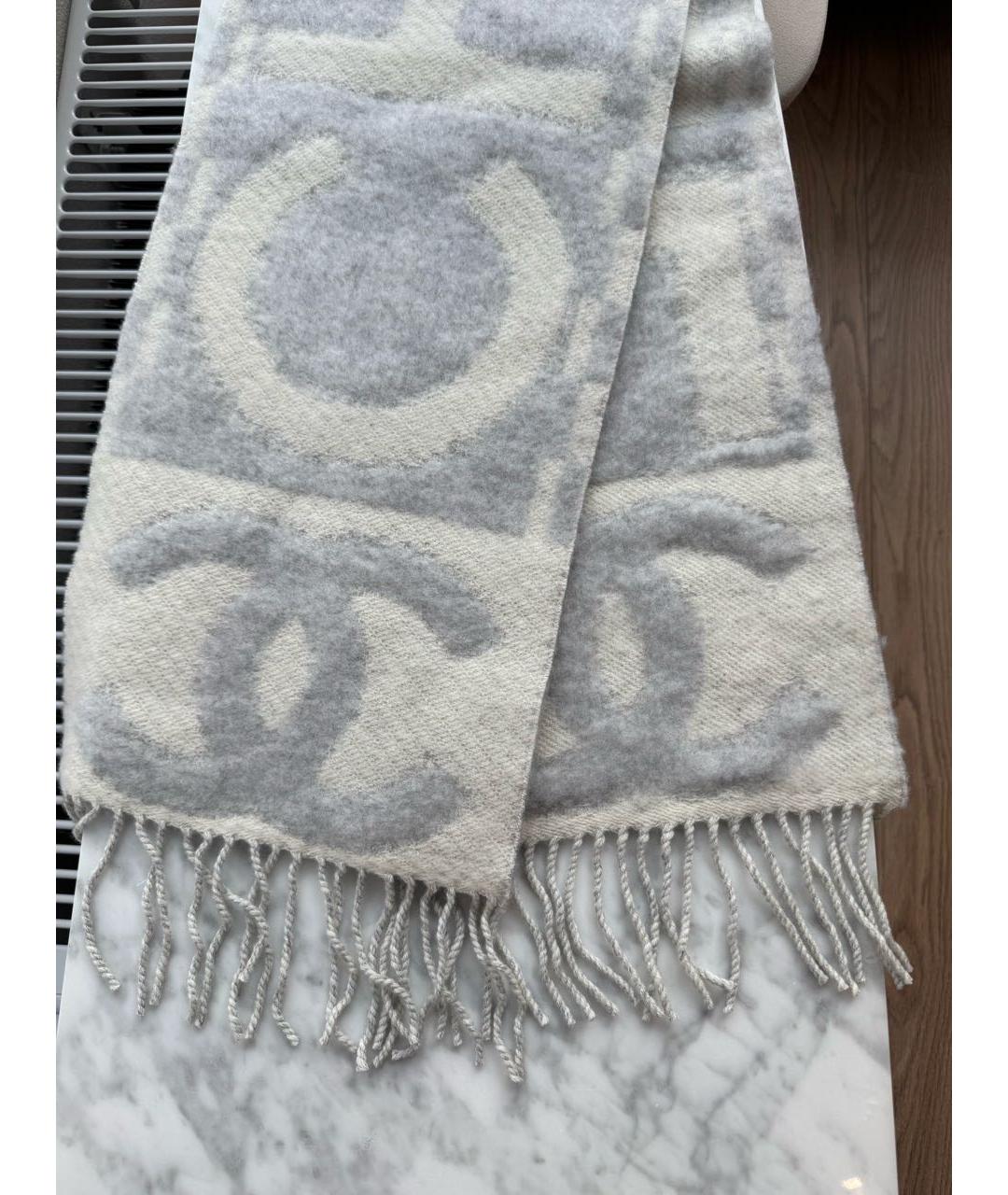 CHANEL Серый кашемировый шарф, фото 3