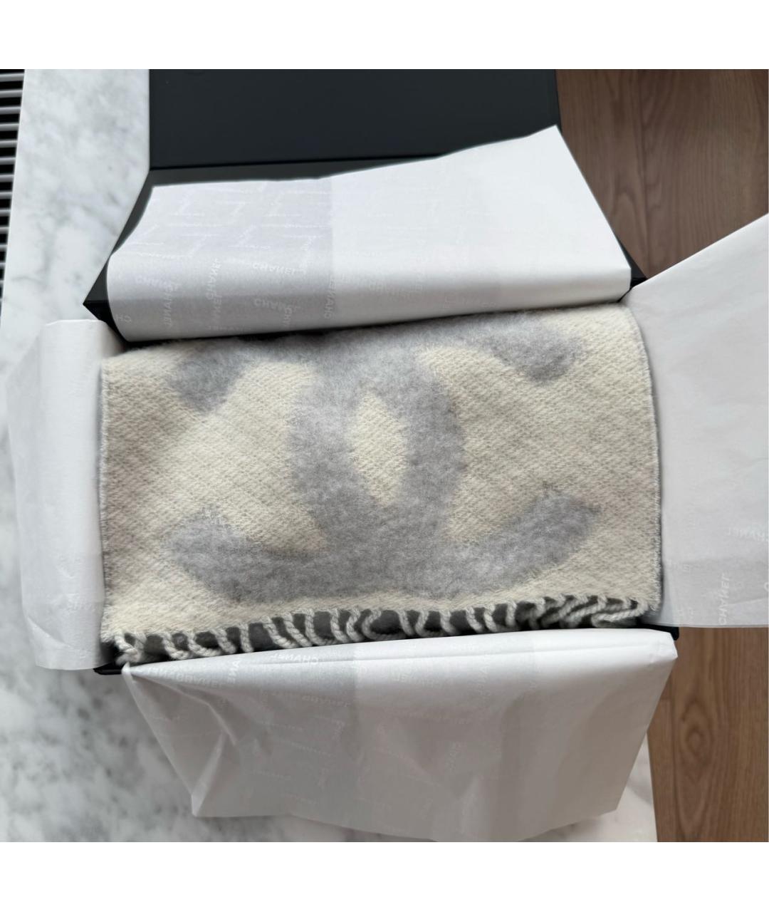 CHANEL Серый кашемировый шарф, фото 2