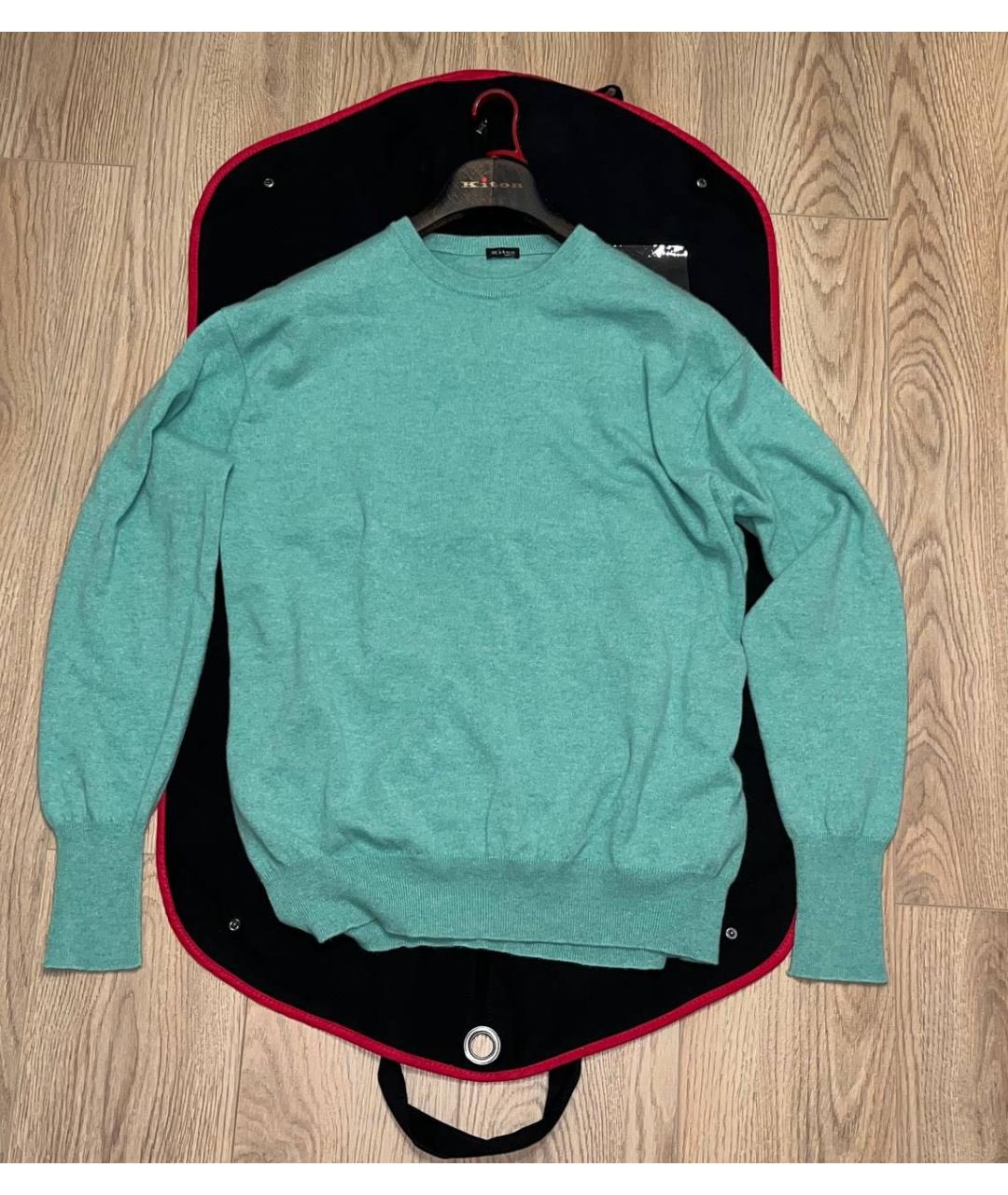 KITON Бирюзовый шерстяной джемпер / свитер, фото 2