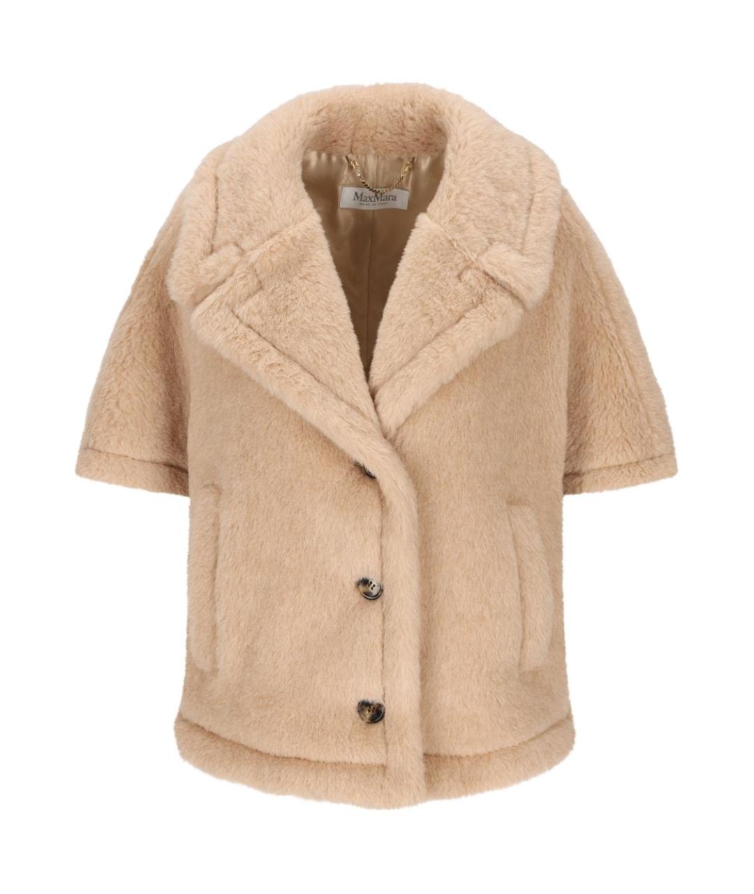 MAX MARA Бежевое полиэстеровое пальто, фото 1