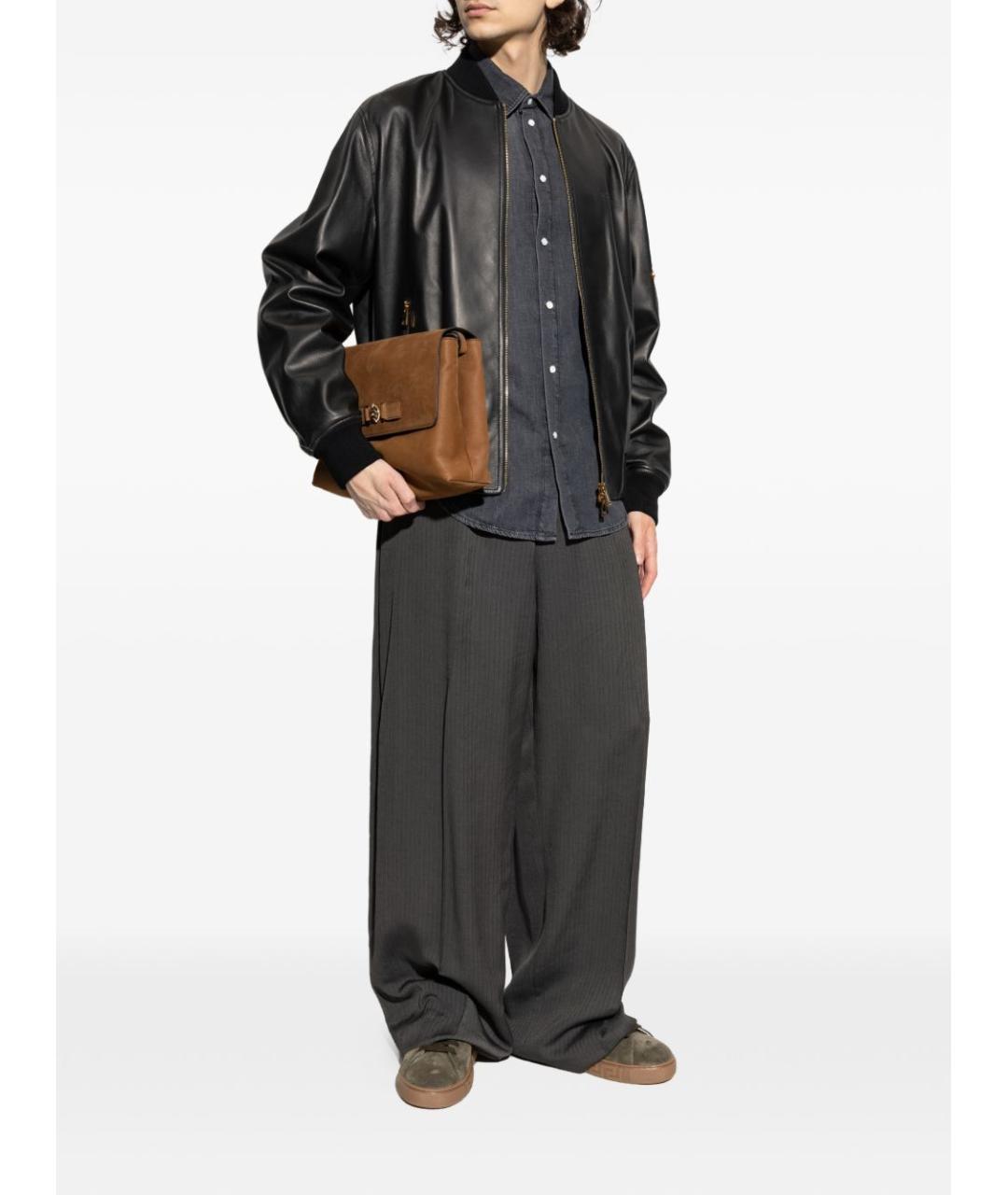 VERSACE Серая хлопковая кэжуал рубашка, фото 4