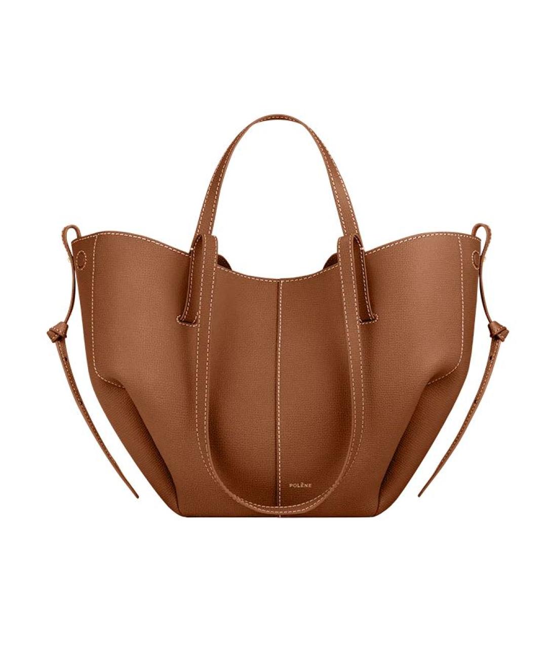 POLENE Коричневая кожаная сумка тоут, фото 1