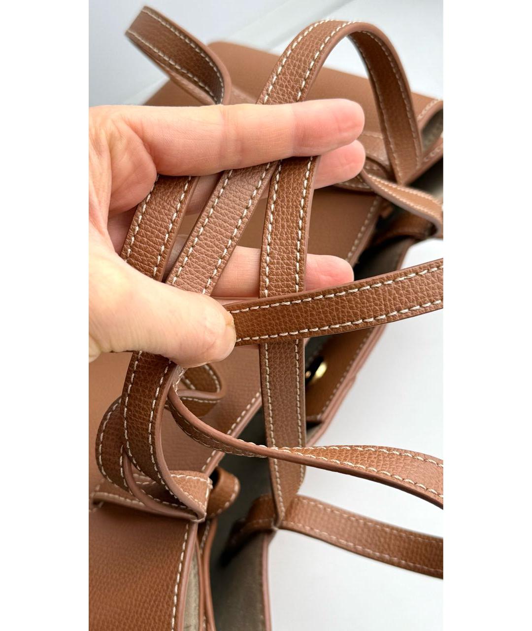 POLENE Коричневая кожаная сумка тоут, фото 8