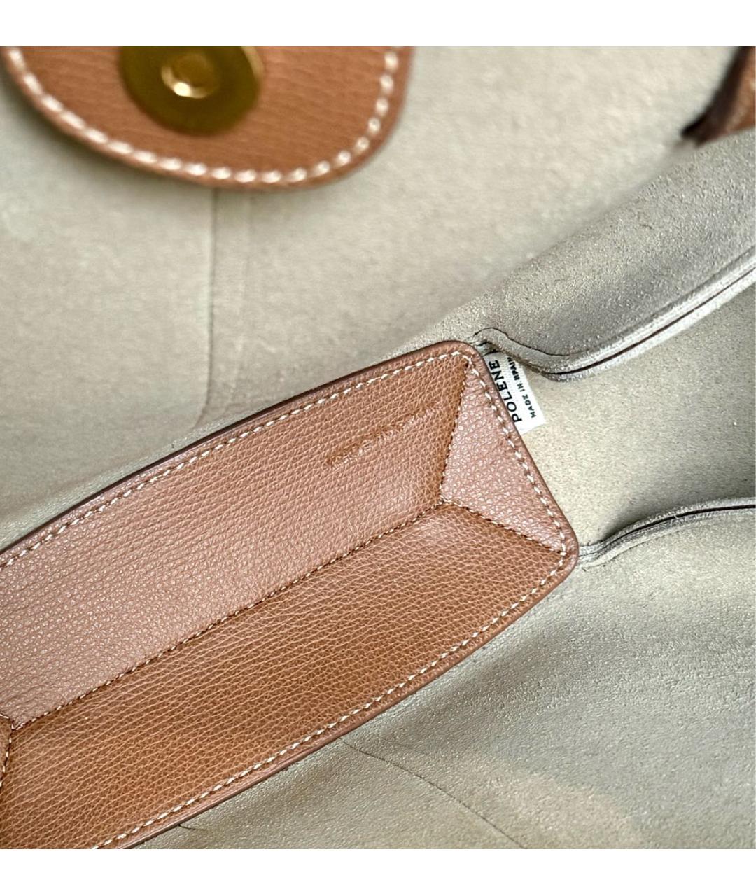 POLENE Коричневая кожаная сумка тоут, фото 4