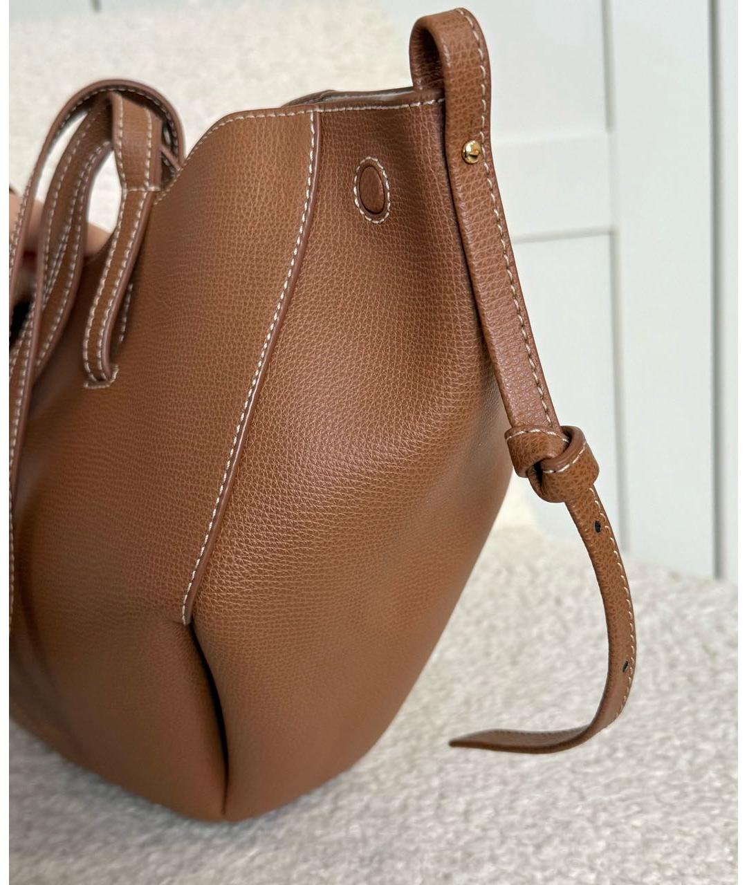 POLENE Коричневая кожаная сумка тоут, фото 3