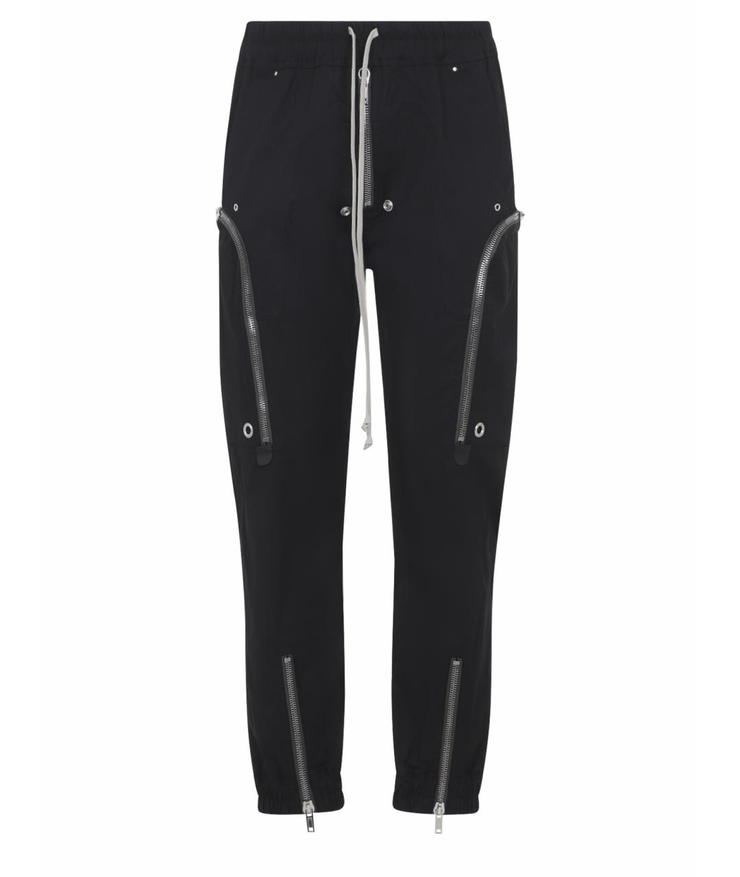 RICK OWENS Черные хлопковые повседневные брюки, фото 1